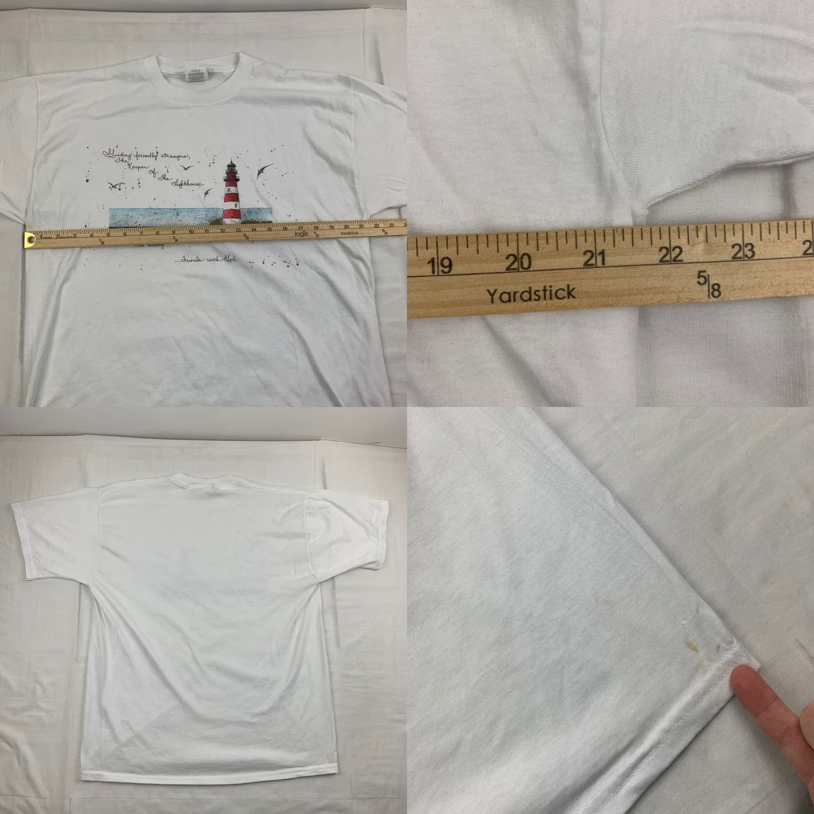 Jerzees VINTAGE Jerzees T-Shirt Ocean Beach Lighthouse 90s Y2K White Adult XL Mens T-Shirt 90s Beach Nature Quote White XL Size US XL / EU 56 / 4 - 8 Thumbnail