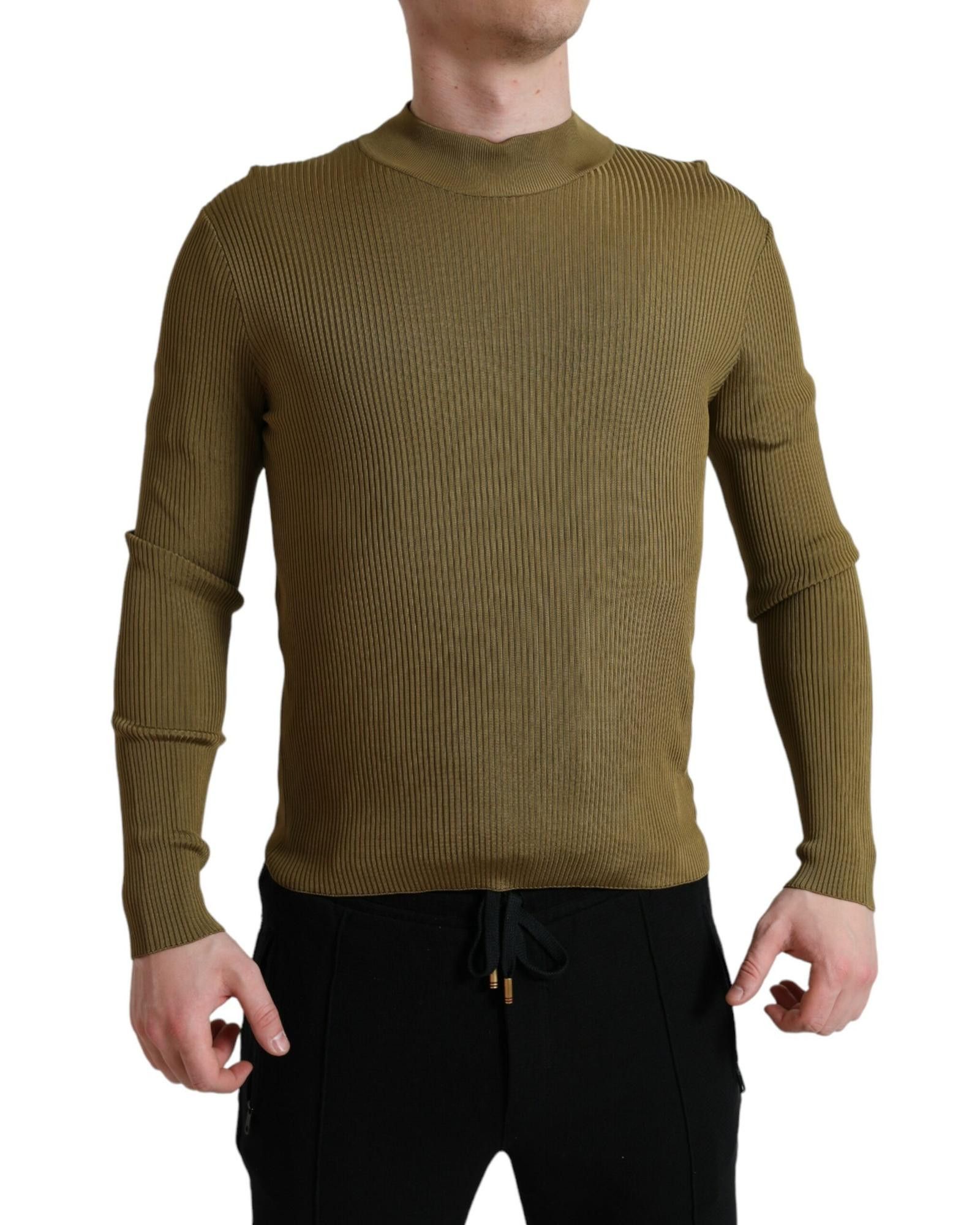 image of Dolce Gabbana Viscose Crewneck Pullover Sweater in Army, Men's (Size Medium)