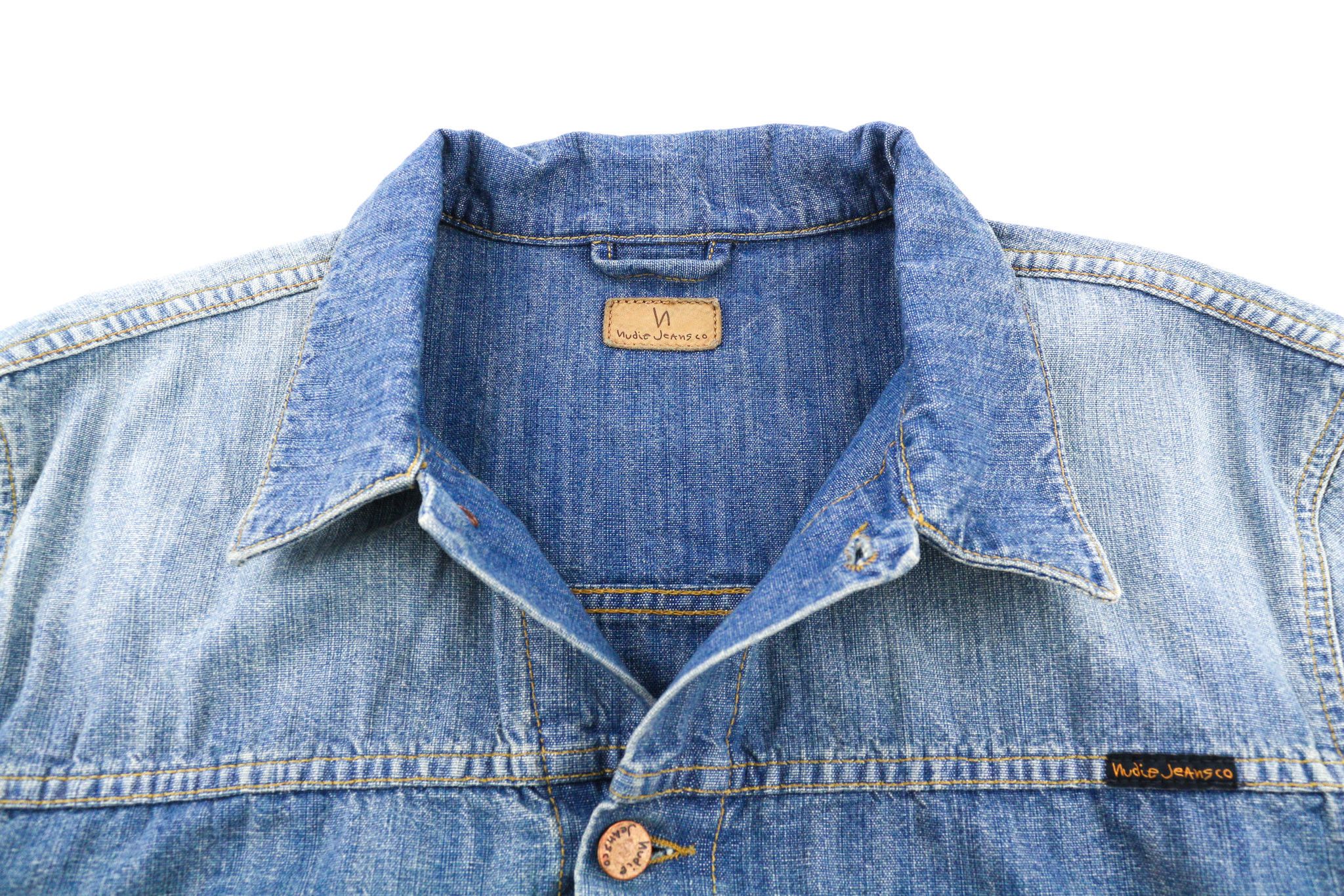 Nudie Jeans RONNY 2XL Indigo Logo Washed Buttoned Jacket 80733 Size US XXL / EU 58 / 5 - 4 Thumbnail