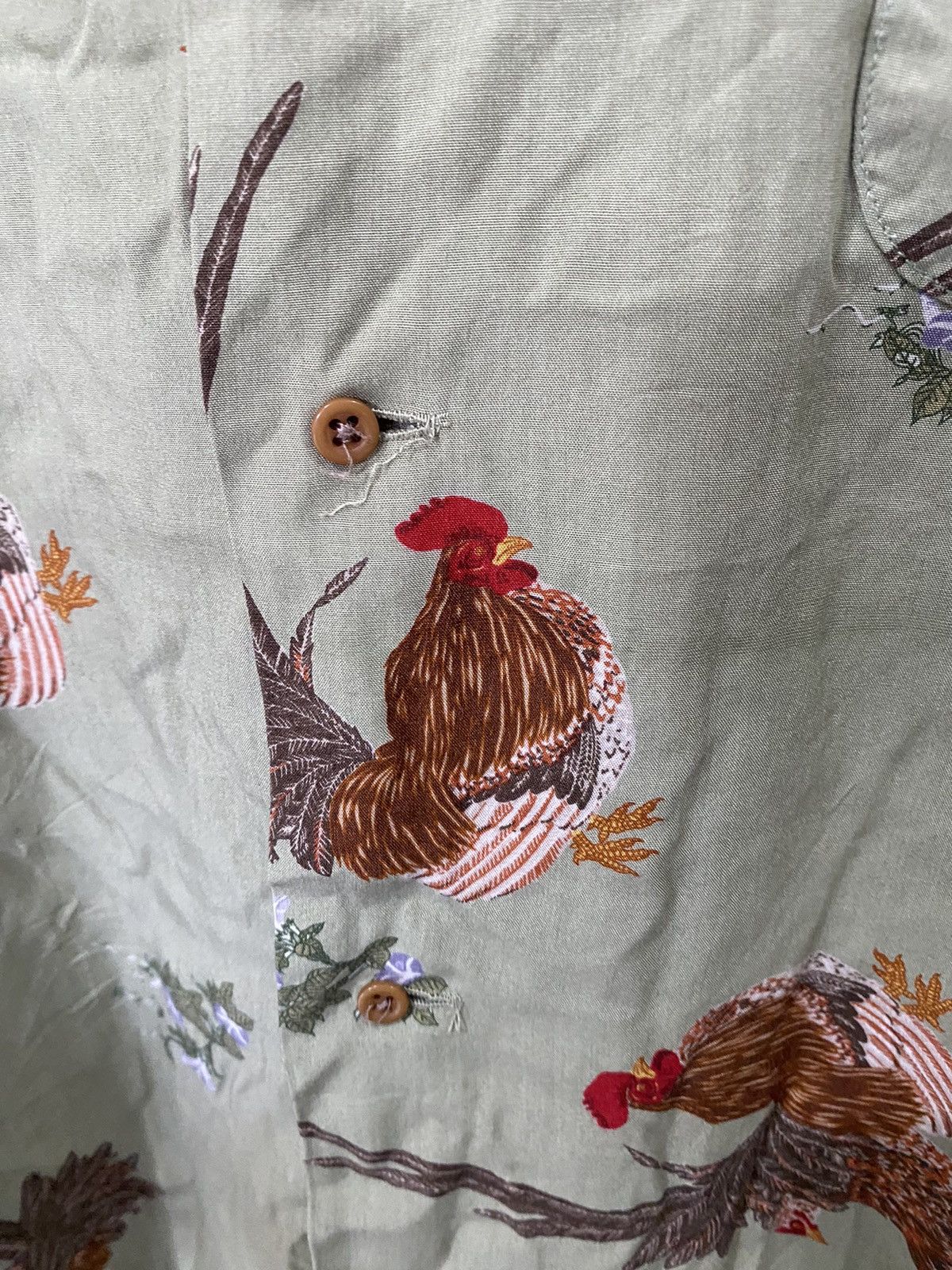 Yoshiyuki Konishi 1990s 🔥SAMPLE Karl Helmut Rooster Rayon button up Size XL / US 12-14 / IT 48-50 - 9 Thumbnail