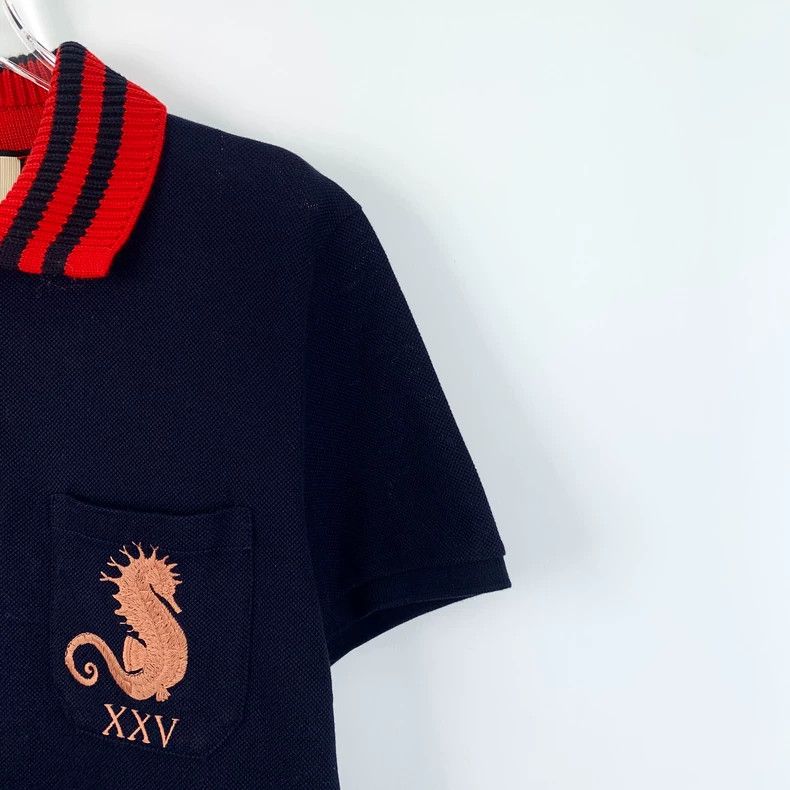 Gucci Gucci Dark blue striped seahorse embroidered cotton lapel s Size US S / EU 44-46 / 1 - 3 Thumbnail