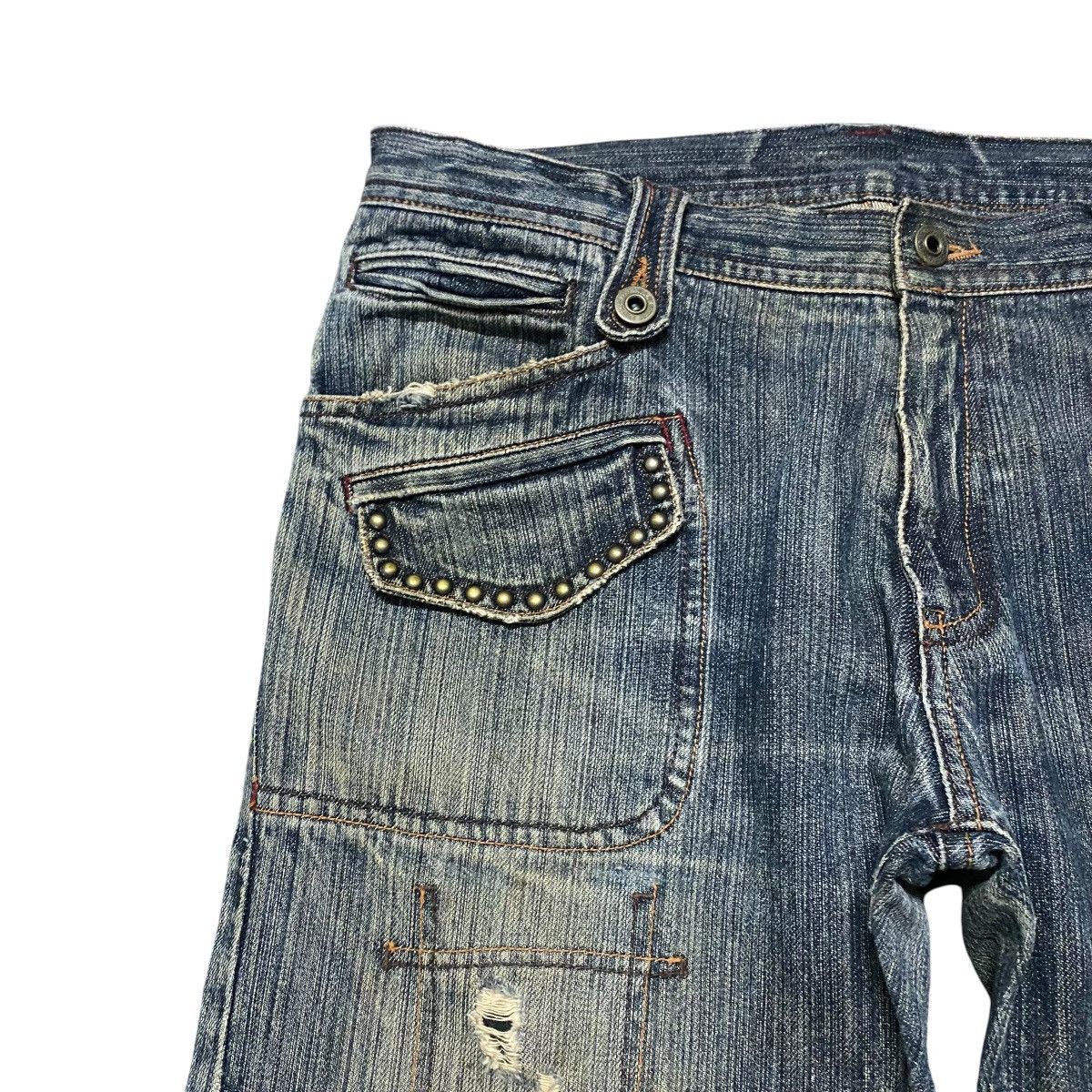 Japanese Brand Difference Rupert Denim Flare Jeans Multi Pocket Studded Size US 33 - 4 Thumbnail