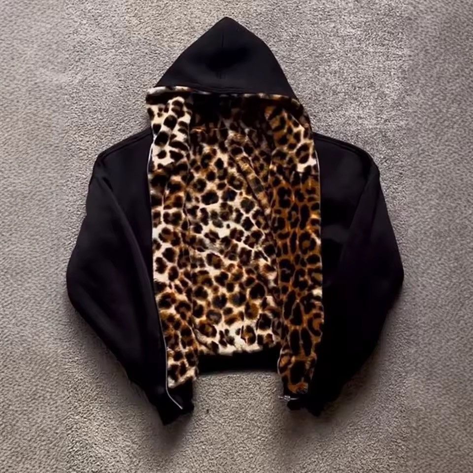 Other Leopard Retro Y2k Hooded Zipper Double Sided Sweatshirt Size US M / EU 48-50 / 2 - 3 Thumbnail