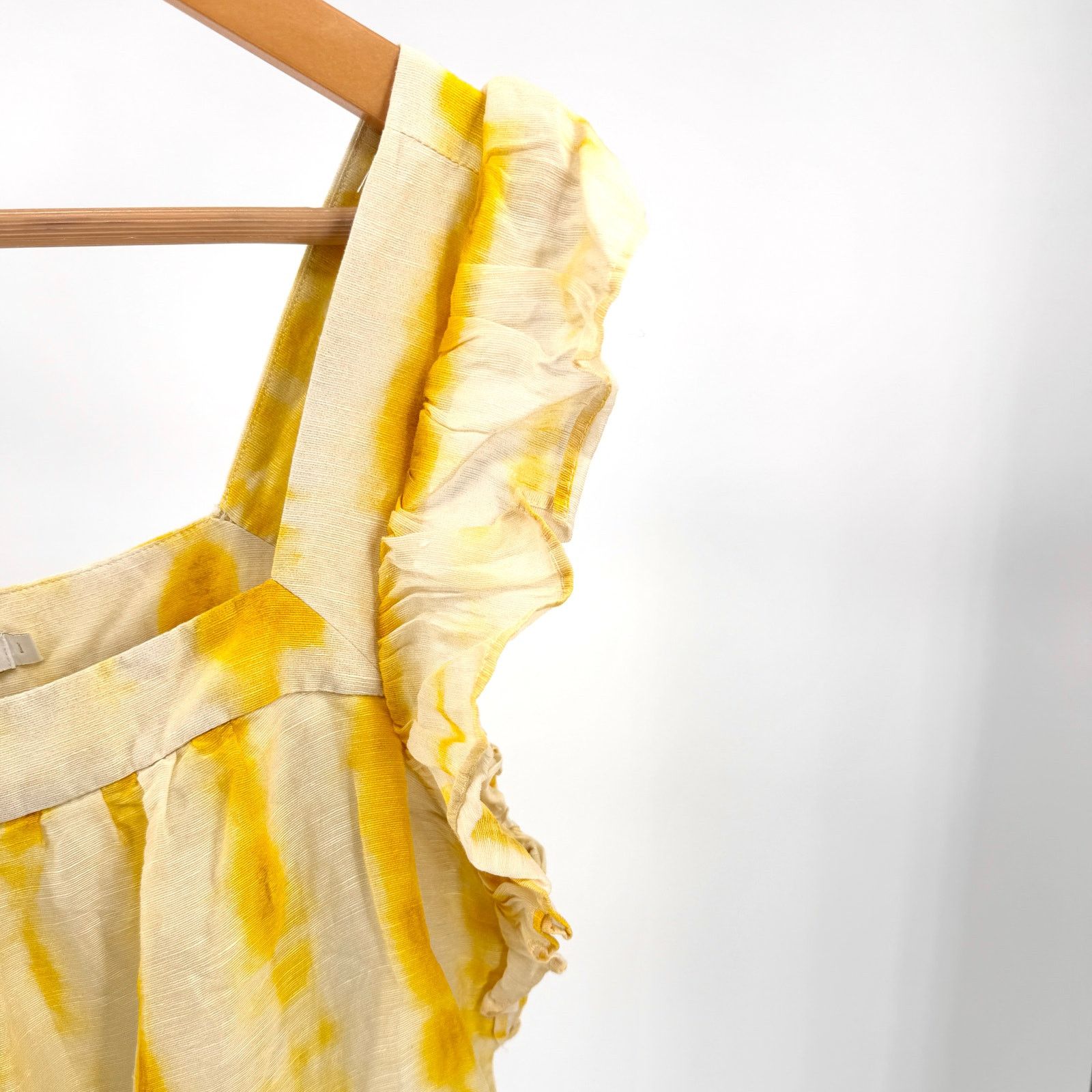 Marie Oliver Marie Oliver Yellow Watercolor Ruffle Mini Babydoll Dress Size S / US 4 / IT 40 - 2 Thumbnail