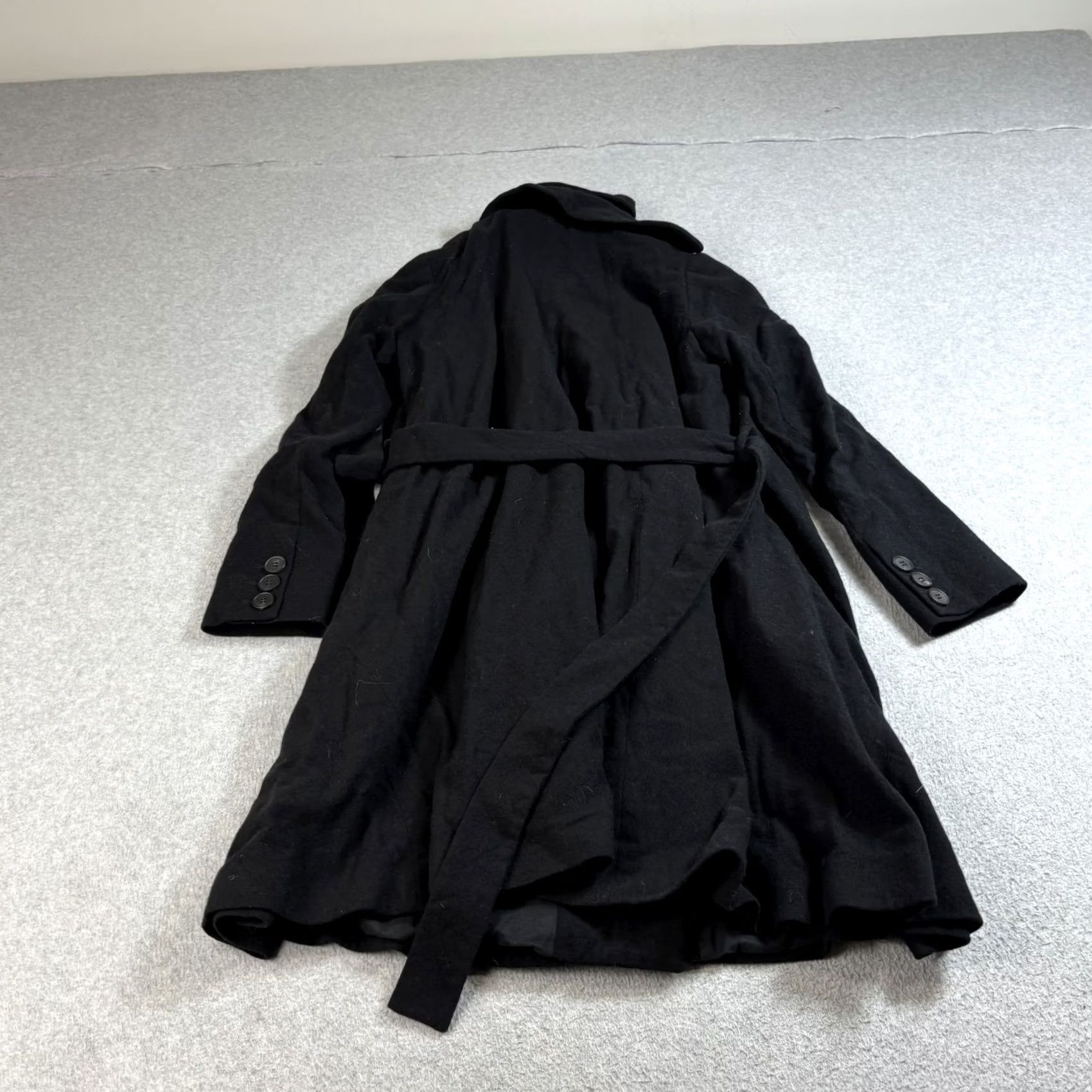 Allsaints AllSaints Spitalfields Wool Coat Women 8 Black Button Belted Lined Overcoat Size M / US 6-8 / IT 42-44 - 2 Thumbnail