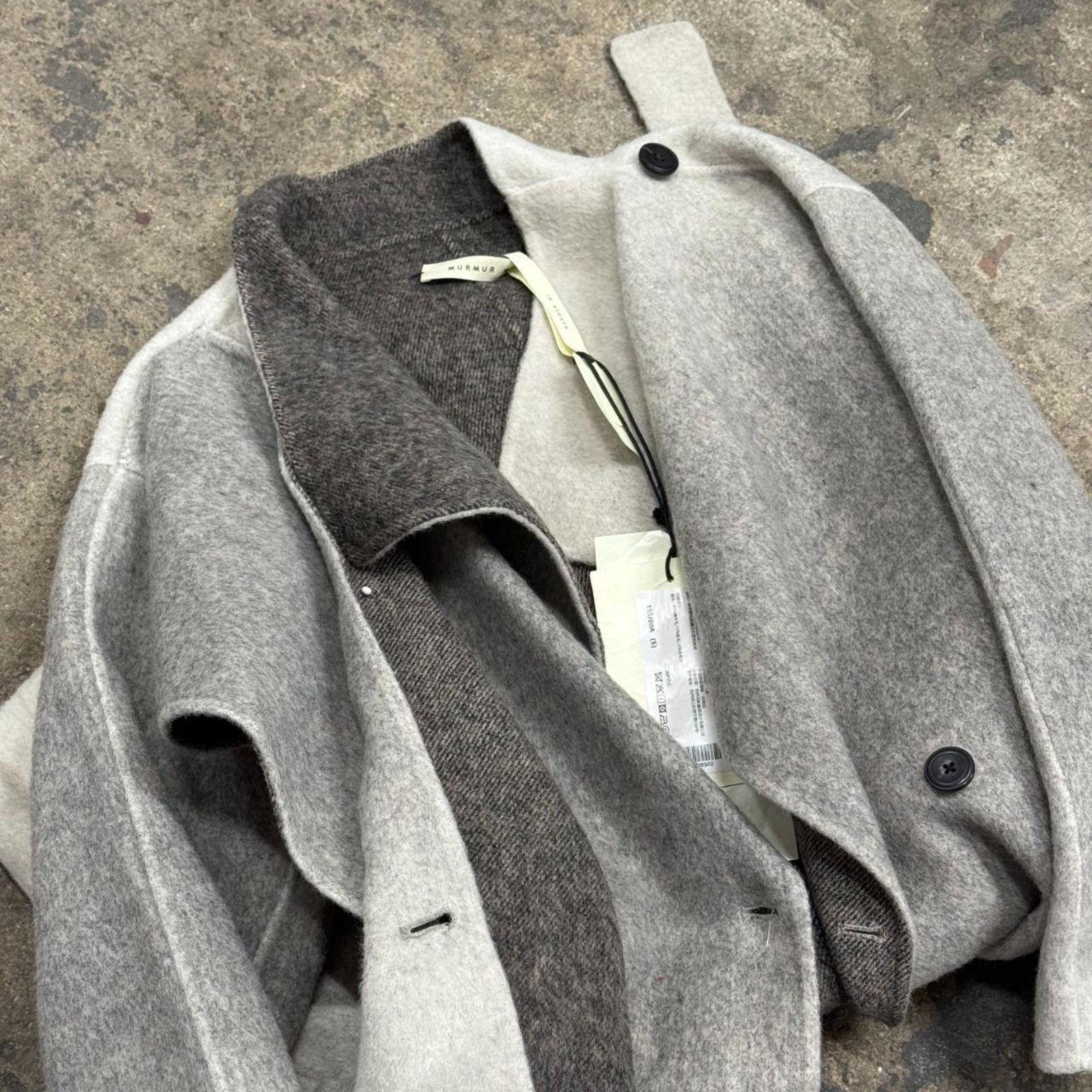 Other NWT Murmur Mi Smoke Ombré Wool & Silk Wrap Trench Coat Size S / US 4 / IT 40 - 6 Thumbnail
