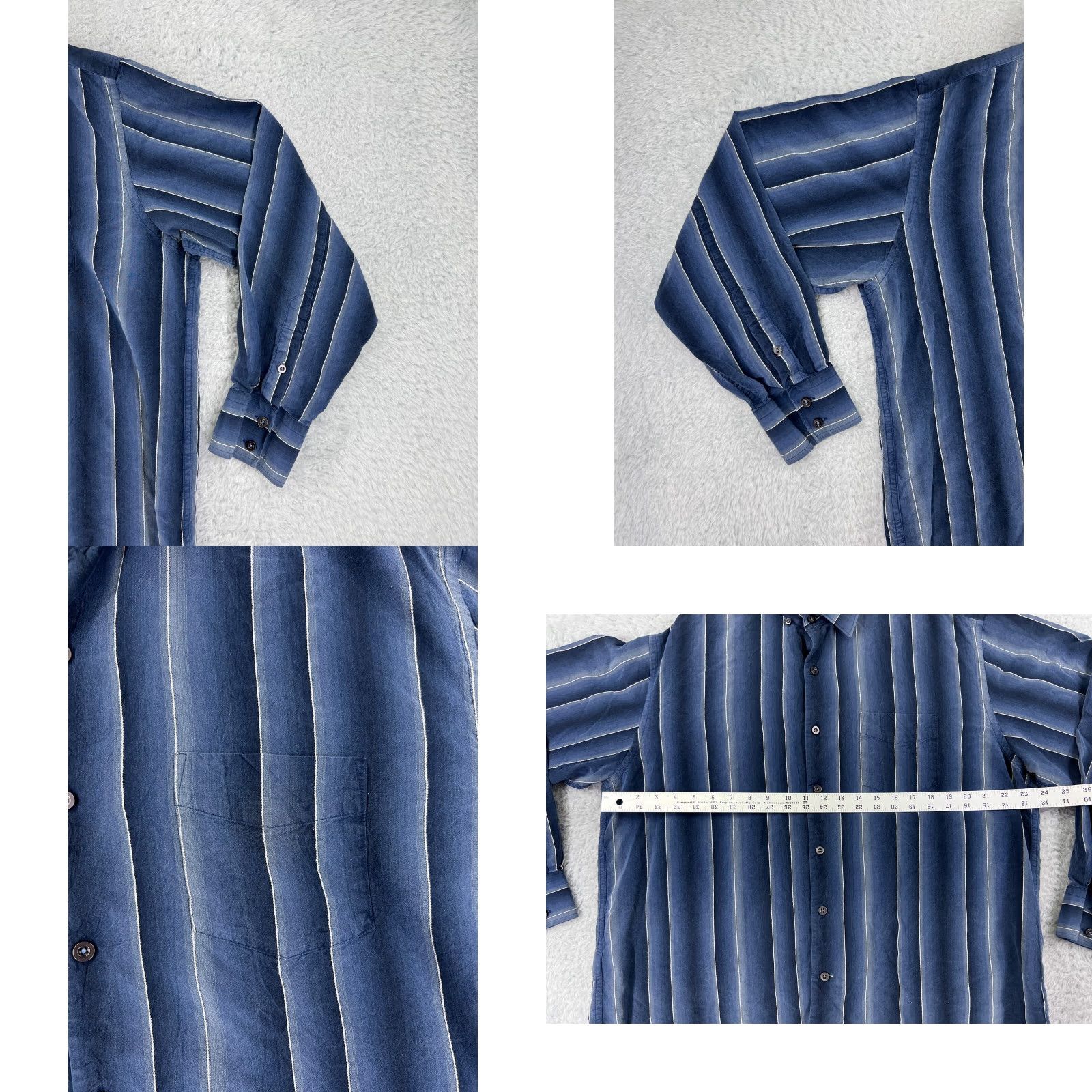 Tommy Bahama Tommy Bahama Shirt Mens XL Blue Striped Silk Button-Up 100% Silk Aloha Beach Hawaiian Vacation Resort Shirt Men Size US XL / EU 56 / 4 - 8 Thumbnail