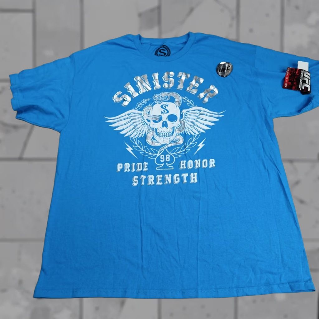 UFC Sinister Mens Shirt 2X Blue UFC 100% Cotton NEW Short Sleeve Crew Neck T-Shirt Size M Regular Cotton Blue Graphics Print Mens Size US M / EU 48-50 / 2 - 1 Thumbnail
