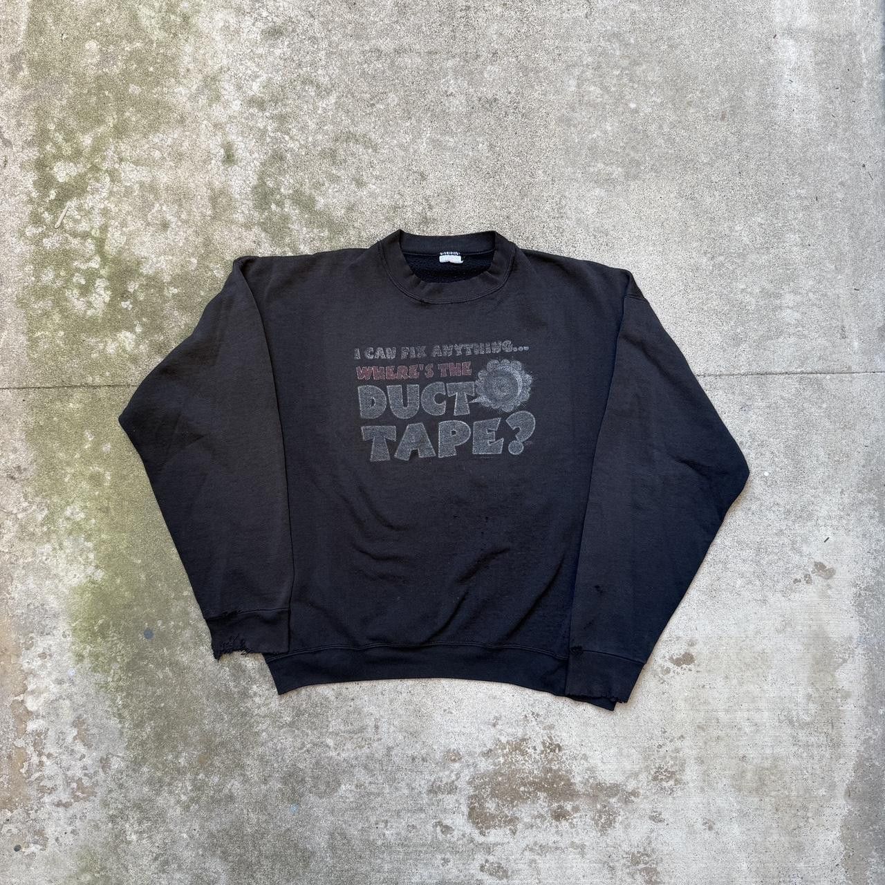 Vintage Vintage 90s Thrashed Crewneck Faded Black Gray Sweatshirt Size US L / EU 52-54 / 3 - 1 Thumbnail