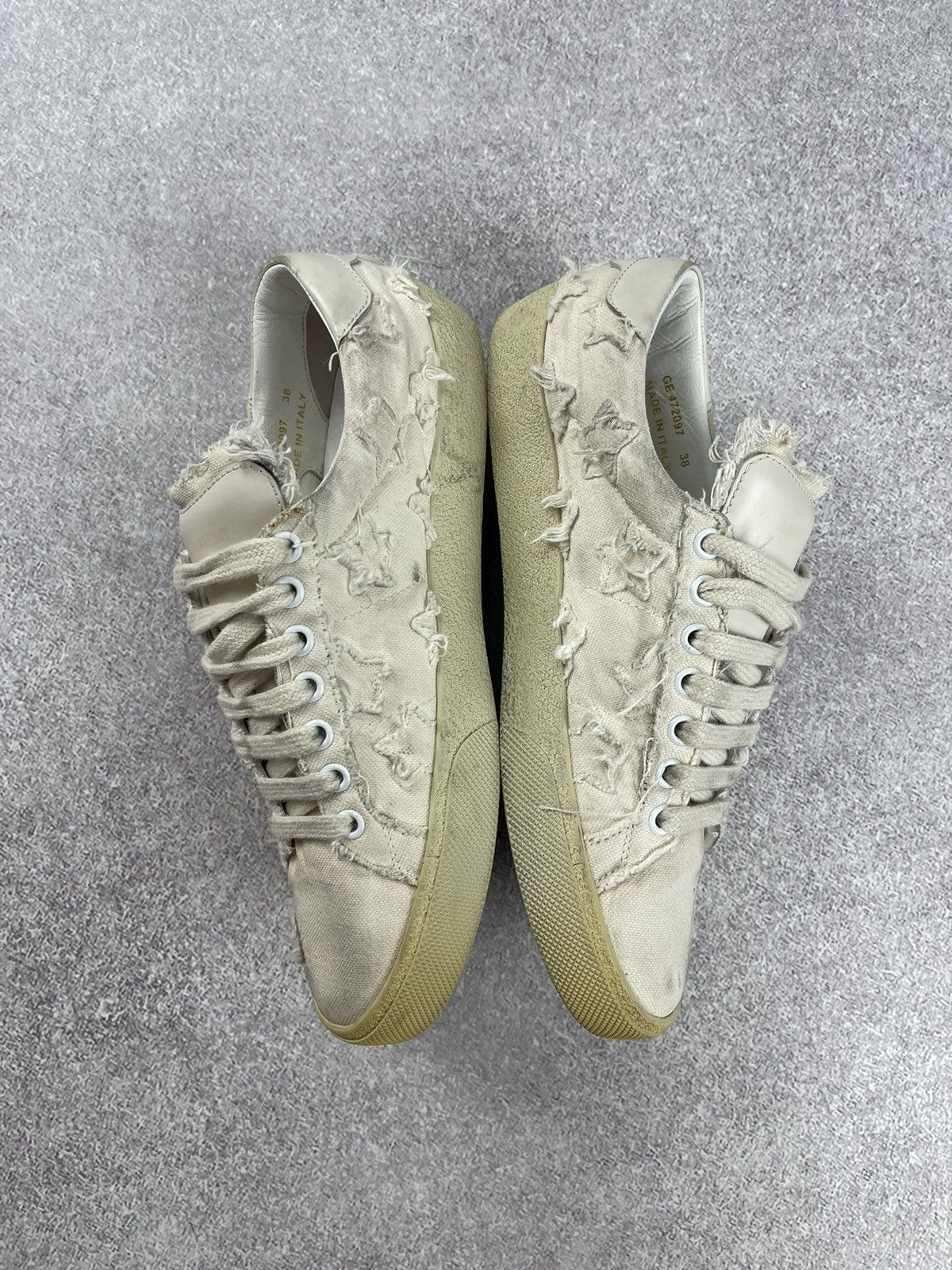 Saint Laurent Paris × Yves Saint Laurent Saint Laurent Paris Distressed Denim Sneakers Size 38 Size US 8 / IT 38 - 8 Thumbnail