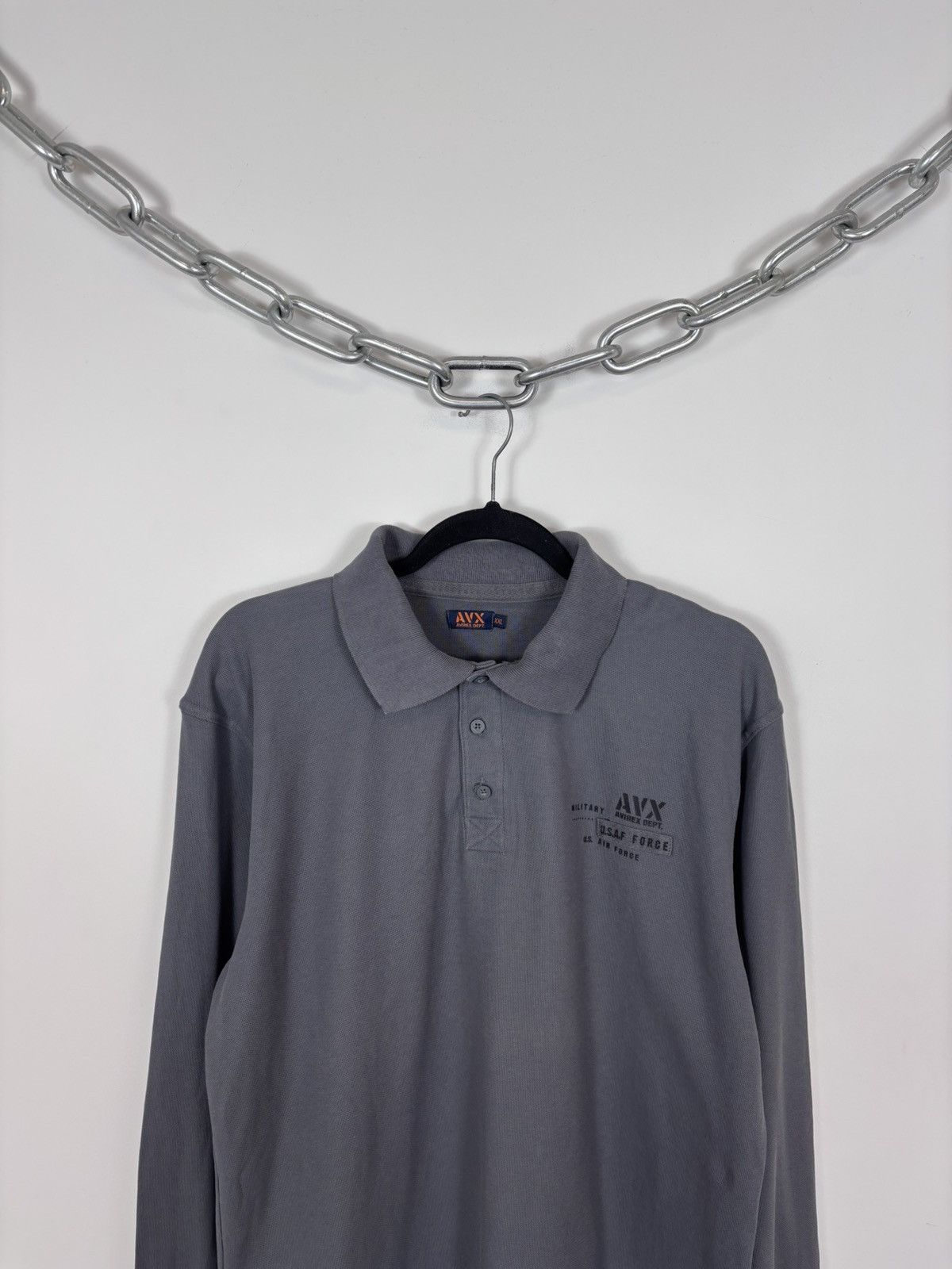 Avirex Avirex Men’s US Air Force Gray Long Sleeve Polo Shirt Size US XXL / EU 58 / 5 - 2 Thumbnail