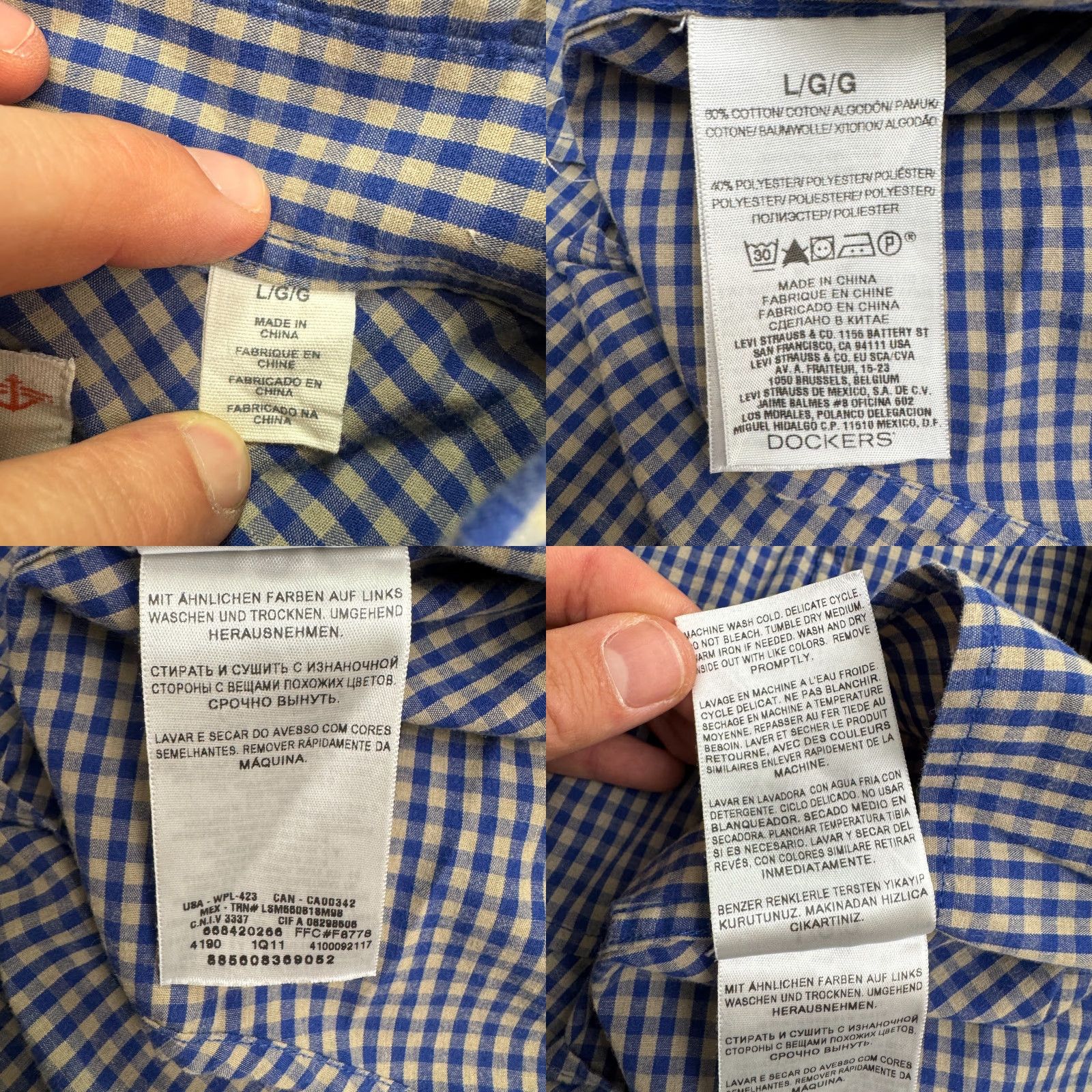 Dockers DOCKERS Shirt Mens L Blue Check Button-Down Short Sleeve Casual Home/Away Comfortable Size US L / EU 52-54 / 3 - 8 Thumbnail