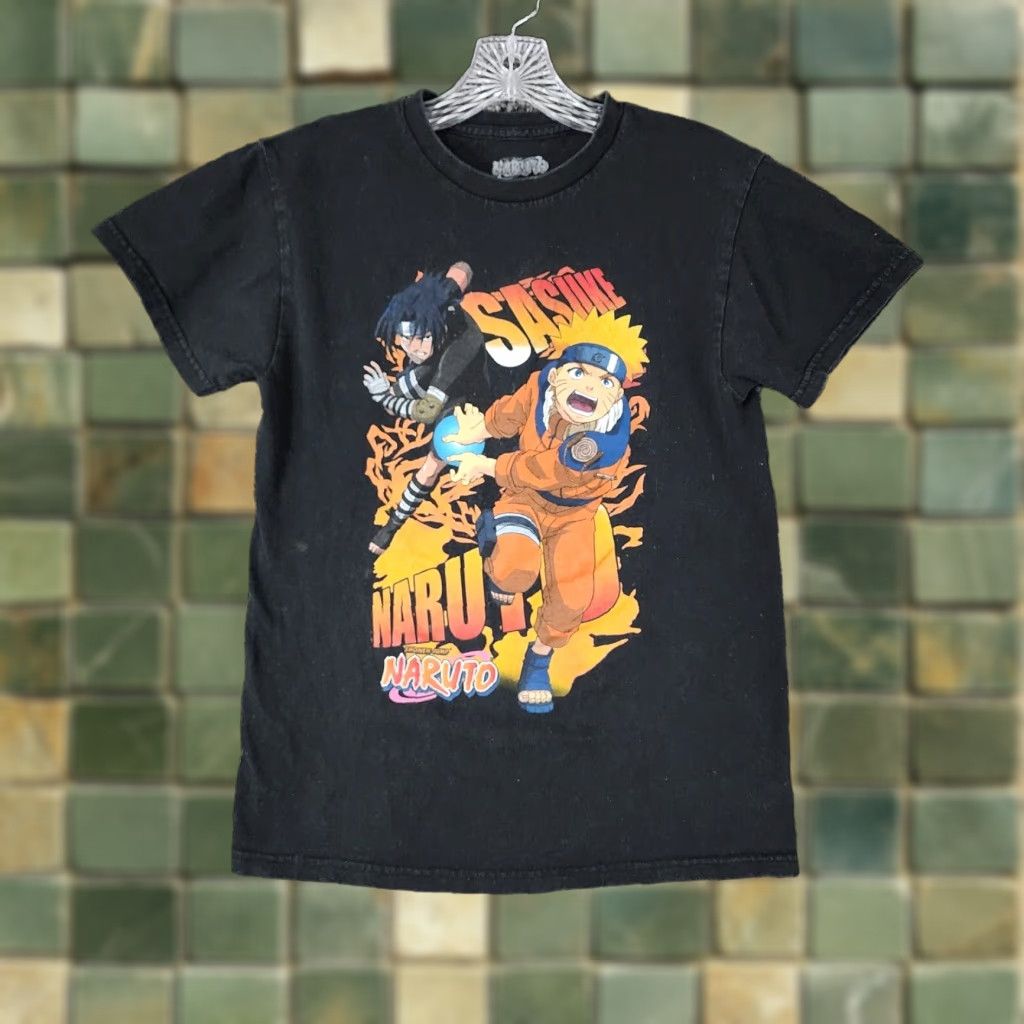 Vintage Naruto Teen Black Short Sleeve Sasuke Naruto Graphic Tee Size S Size US 29 - 1 Thumbnail