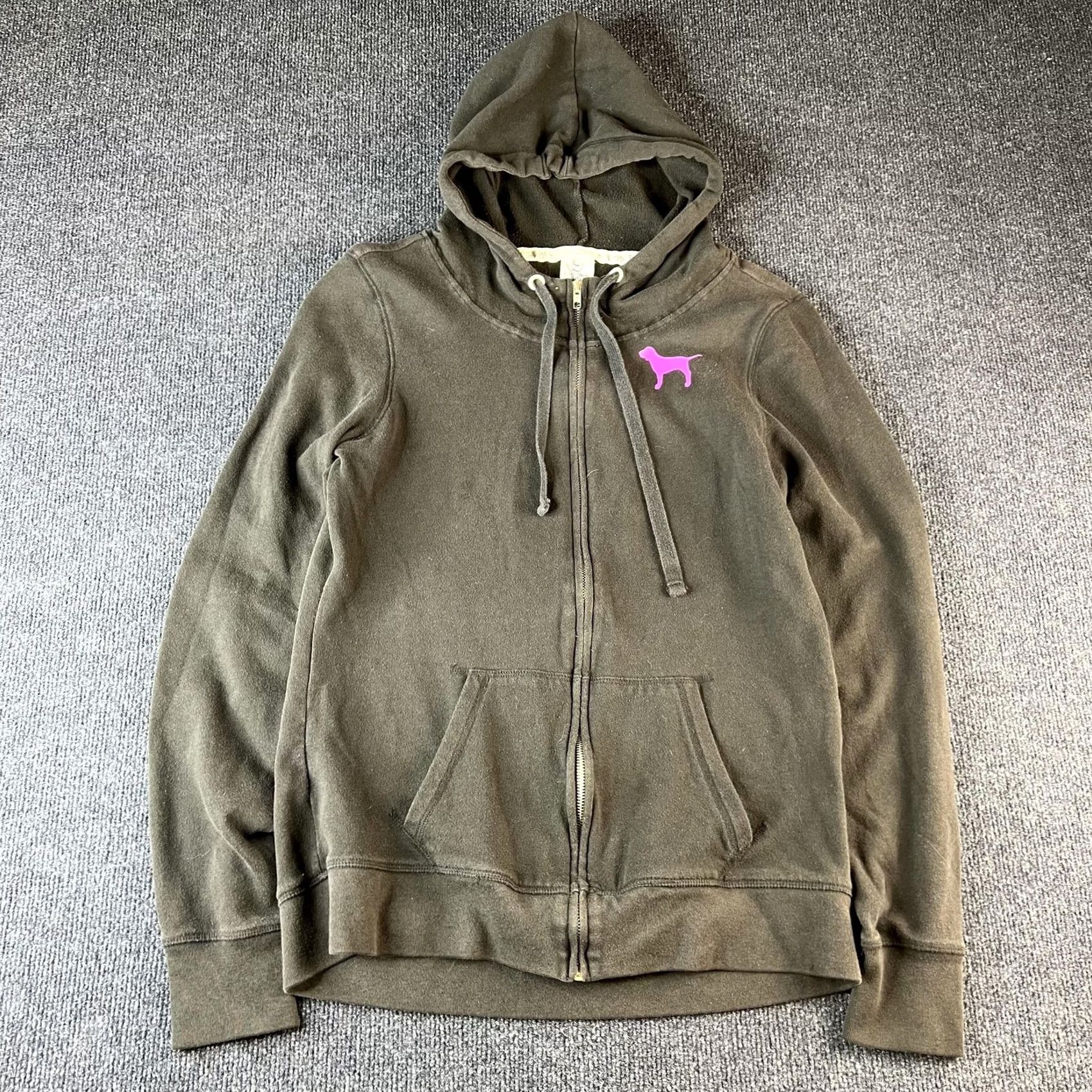 Pinko Victoria's Secret PINK Hoodie Womens Medium Olive Love Pink Zip Up Sweatshirt Size M / US 6-8 / IT 42-44 - 4 Thumbnail