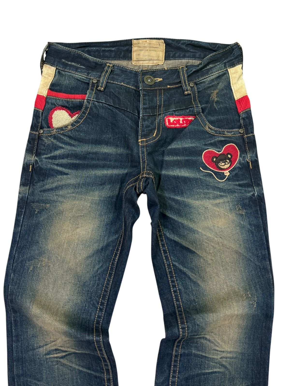 Hysteric Glamour Yoshitomo Nara Lolita Washed Claw Mark Embroidery Bear Size US 29 - 3 Thumbnail