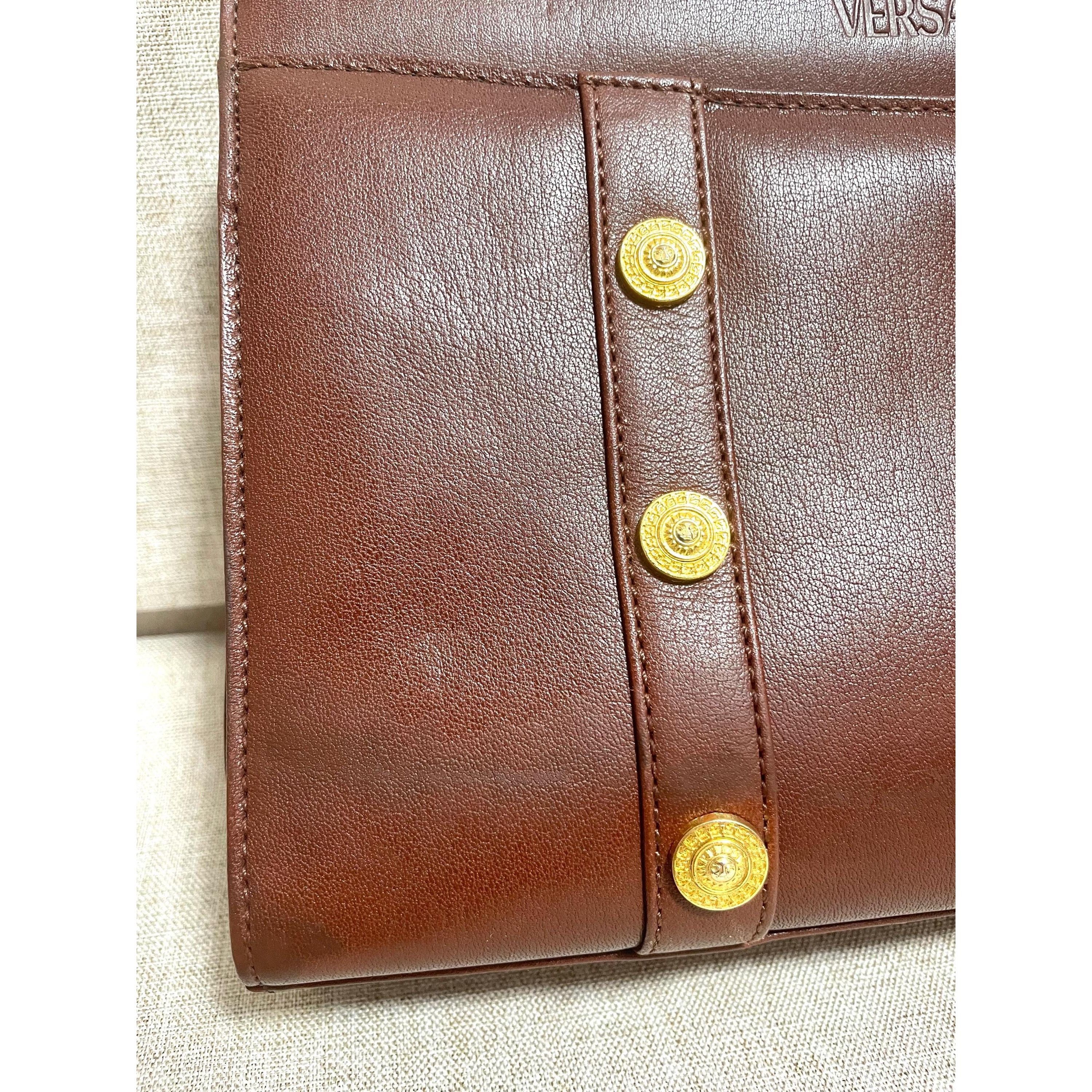 Versace Vintage Gianni Versace brown leather wristlet, purse clutch, Size ONE SIZE - 3 Thumbnail