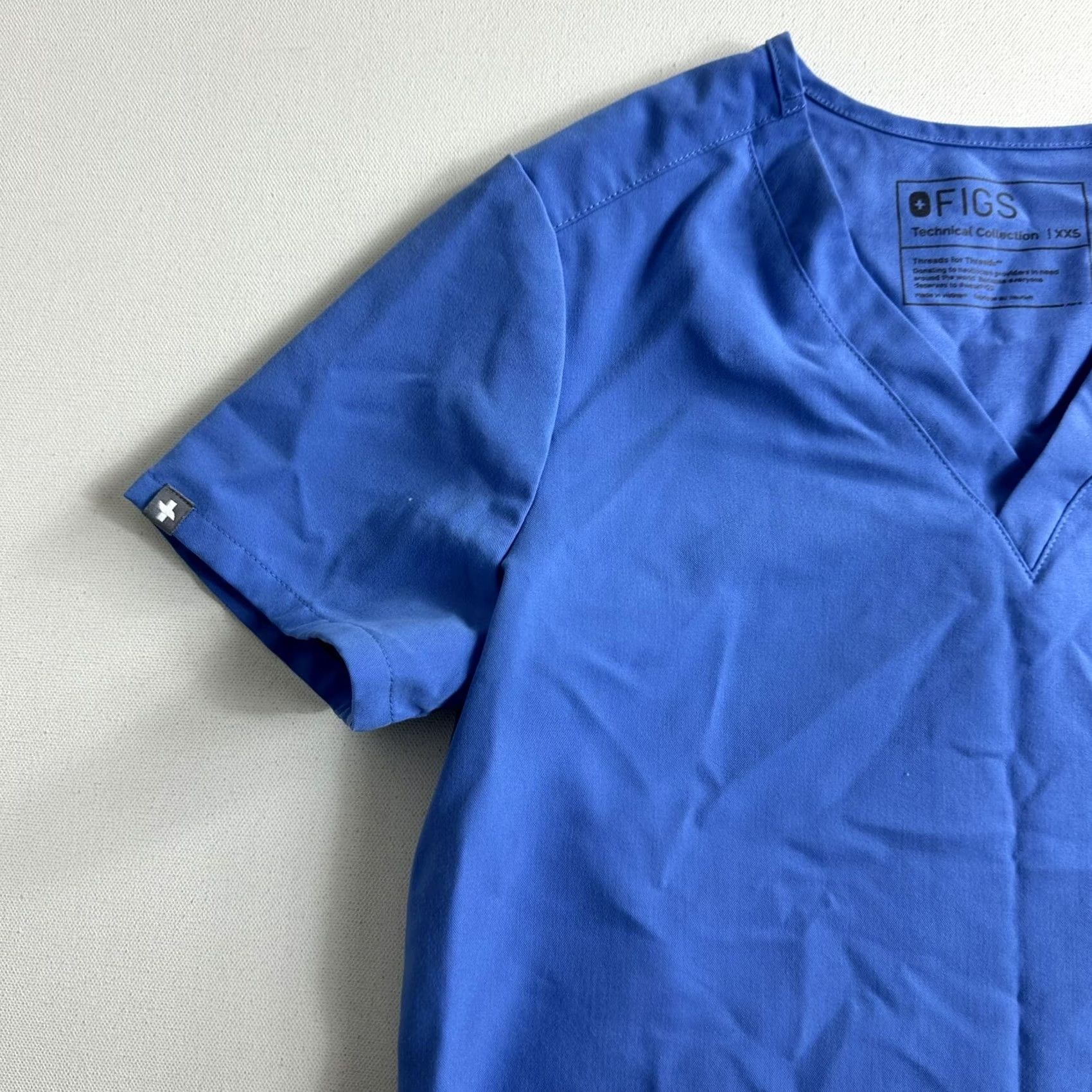 Vintage FIGS Catarina Scrub Top Solid Blue with Single Pocket Womens 2XS Uniform Blue Women XS? Size XXS / US 00 / IT 34 - 3 Thumbnail