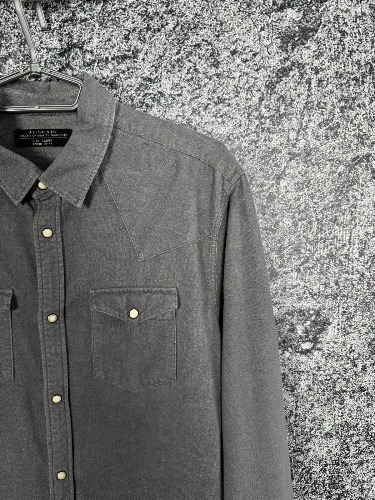 Allsaints Allsaints Helm Long Sleeve Shirt Button Up Cotton/Wool Sz L Size US L / EU 52-54 / 3 - 2 Thumbnail