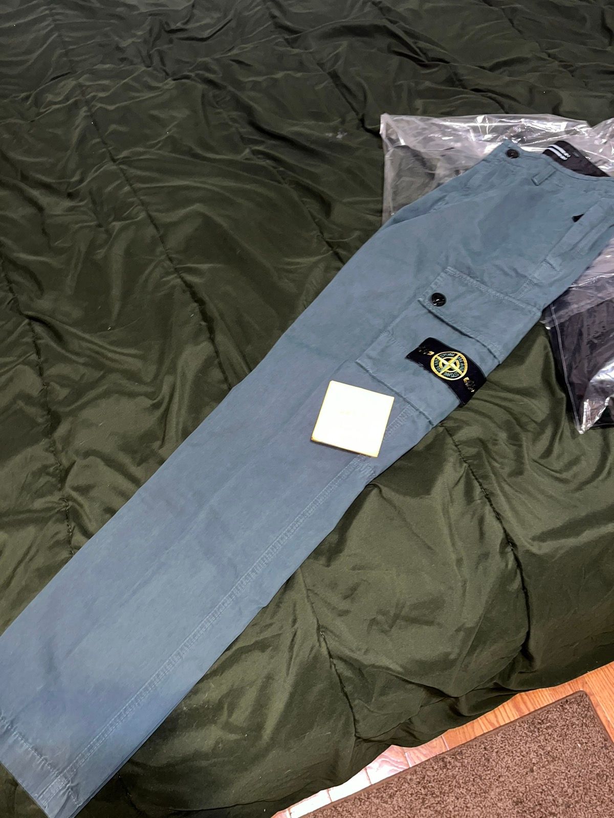 Pre-owned Stone Island Cotton Pants In Bottle Green In Blue