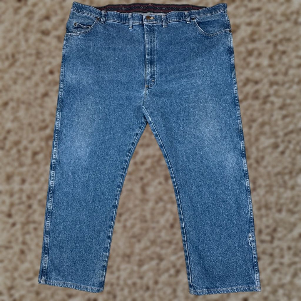 Wrangler Wrangler jeans Mens 50x30 Blue Denim Straight Leg Comfort Waist Cotton Blend Size US 34 / EU 50 - 1 Thumbnail