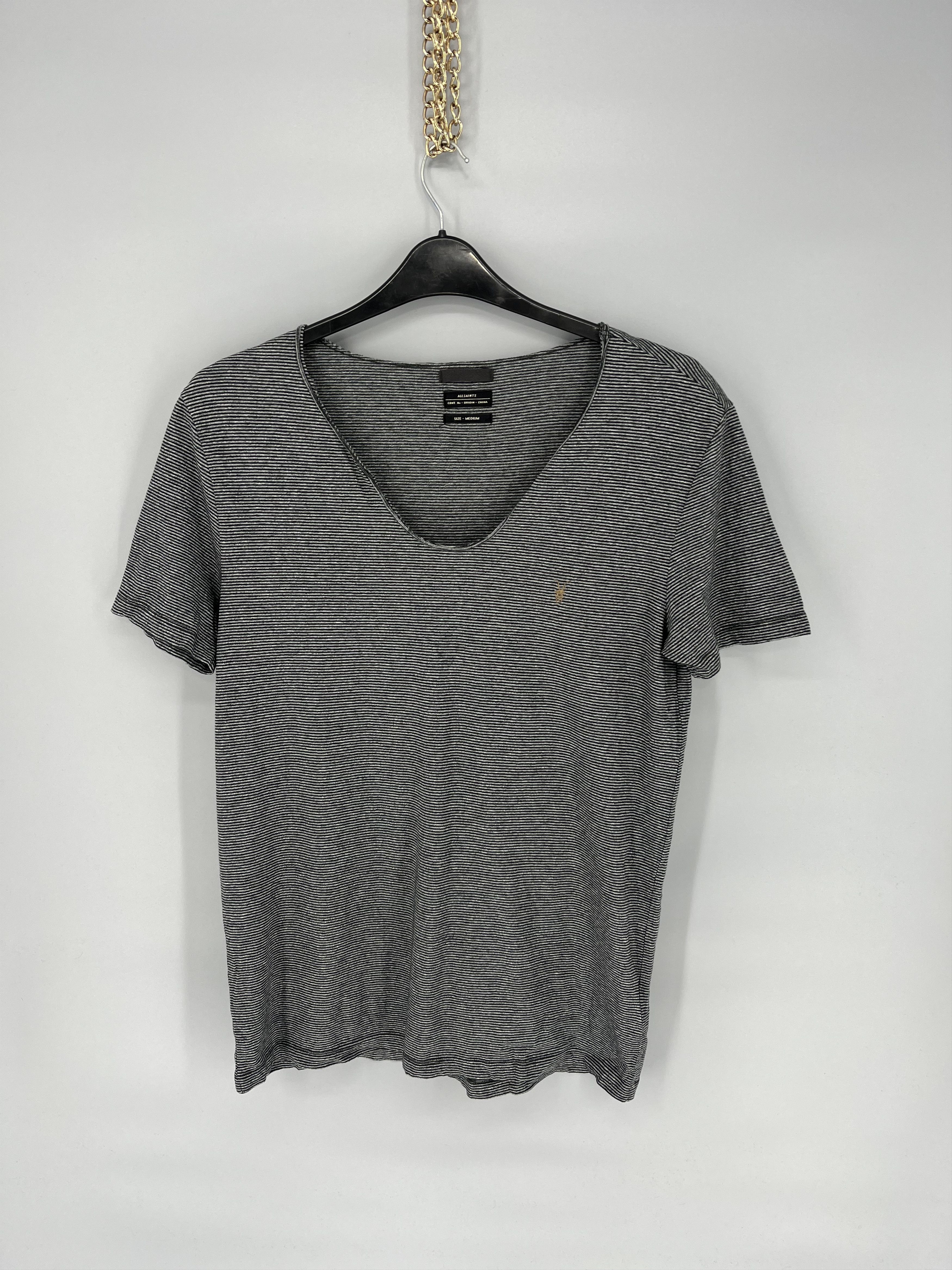 Allsaints AllSaints Men's striped tshirt V-Neckline Size US M / EU 48-50 / 2 - 2 Thumbnail
