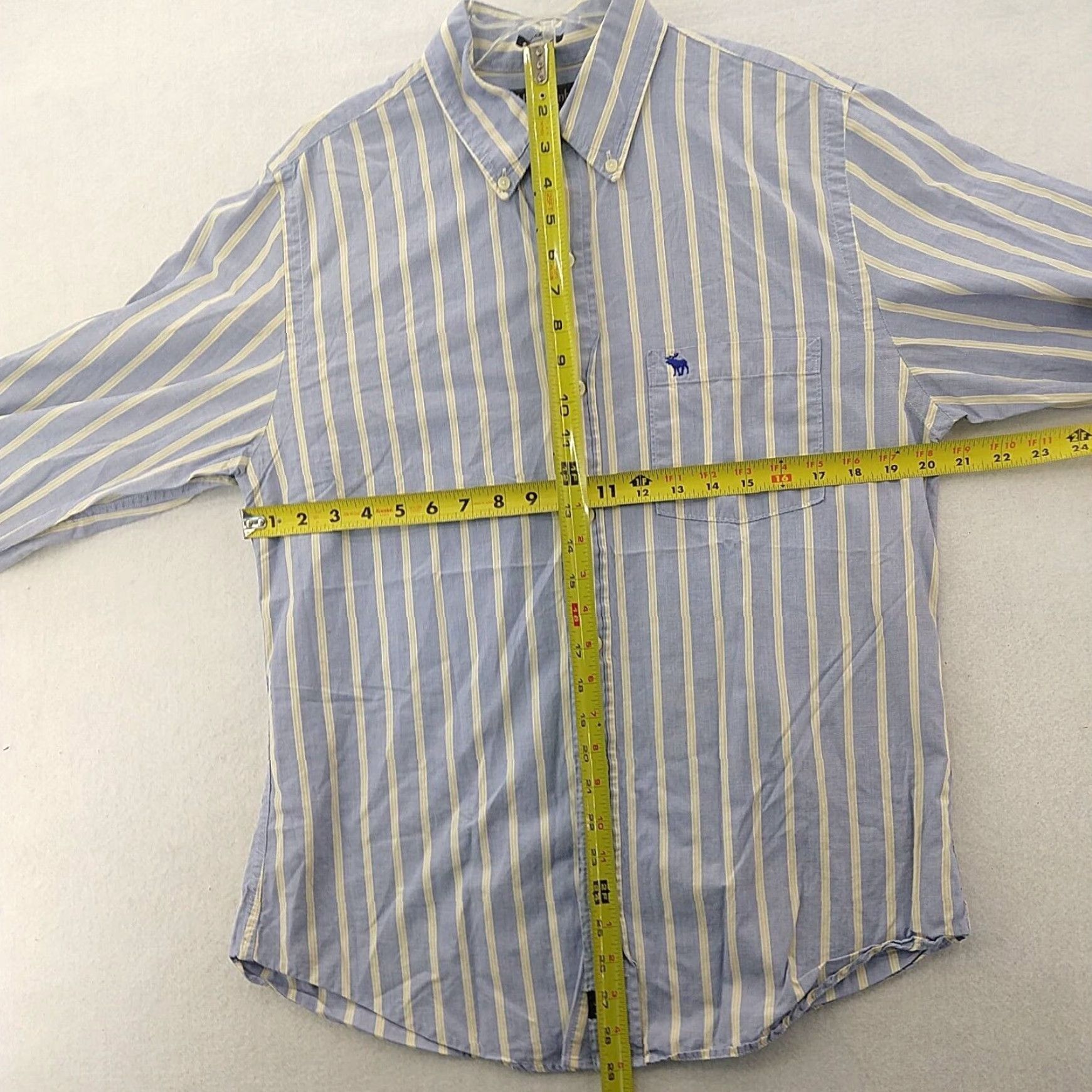 Abercrombie & Fitch Abercrombie Fitch Mens L Long Sleeve Striped Muscle Button Up Blue Stripe Shirt Size US L / EU 52-54 / 3 - 5 Thumbnail