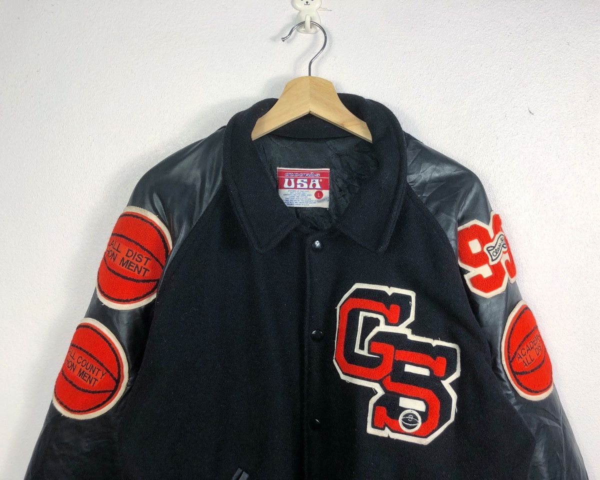 Vintage Vtg Awards USA Leather Sleeves Varsity Jacket Made in USA Size US L / EU 52-54 / 3 - 2 Thumbnail