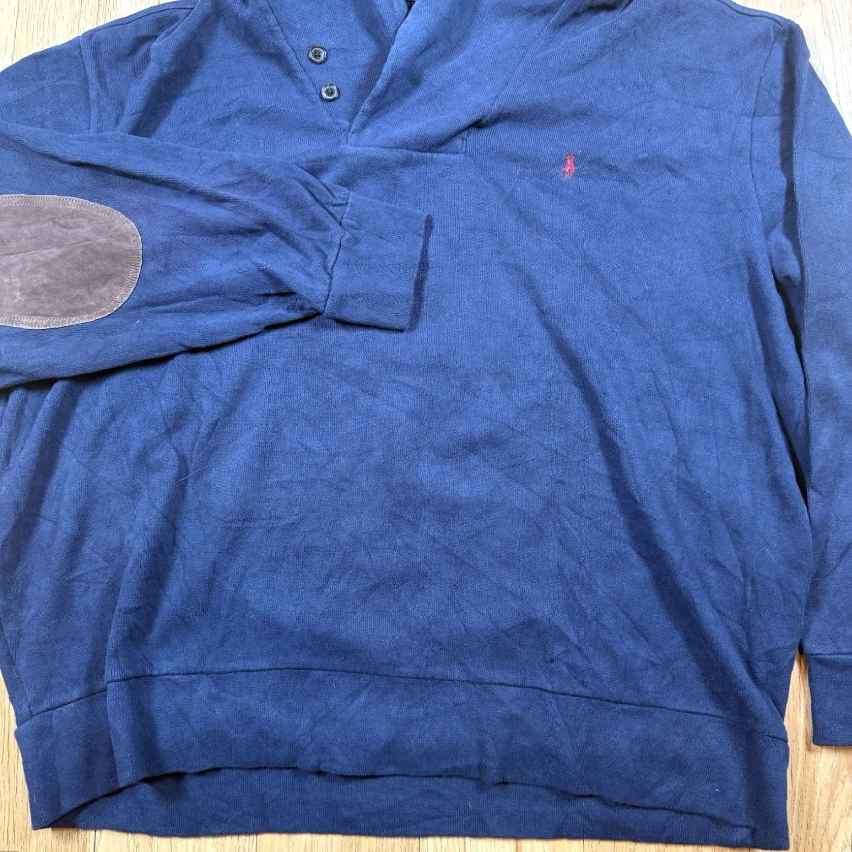 Ralph Lauren Ralph Lauren Polo Jersey Collared Wool Knit Sweater Mens 2XB Big & Tall Blue Rib Elbow Pads Pullover Size US XXL / EU 58 / 5 - 3 Thumbnail