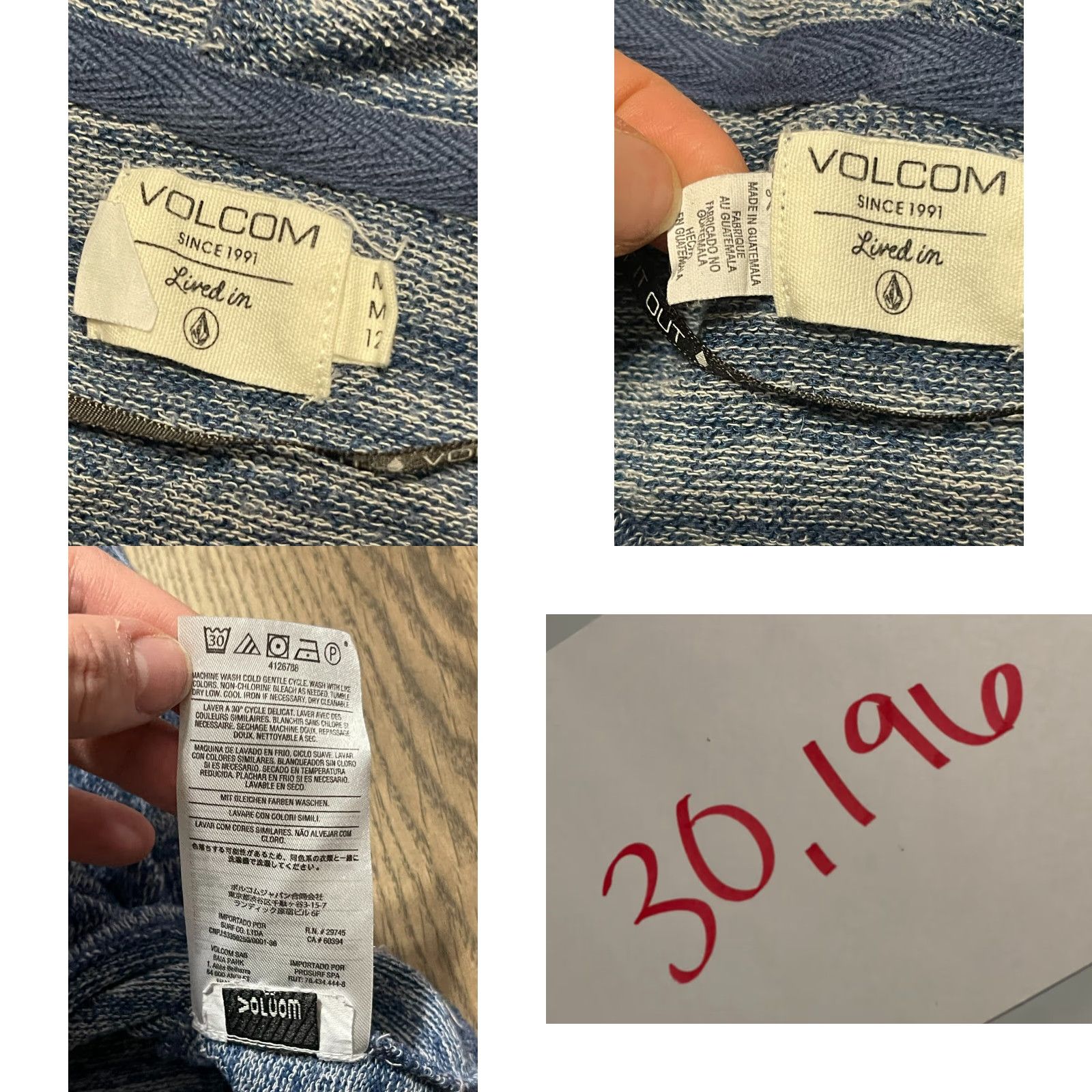 Volcom Volcom Hoodie Women's Medium Blue Pullover Long Sleeve V-neck Size M / US 6-8 / IT 42-44 - 8 Thumbnail
