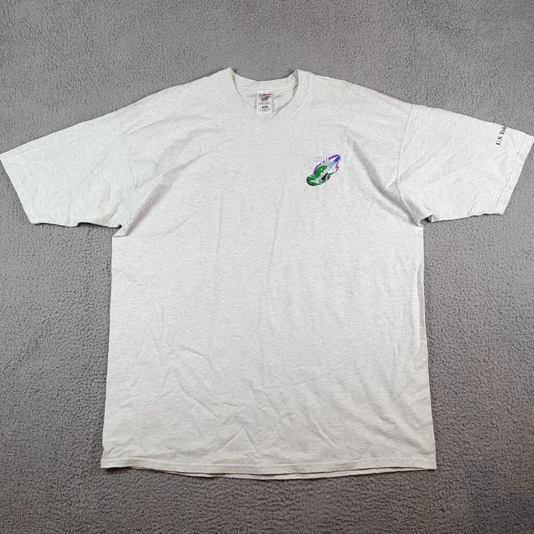 Fruit Of The Loom VINTAGE Skoal Music Tobacco Guitar 3XL Radio Promo Retro T Shirt Mens Gray Cotton Embroidered Logo | Fruit of the Loom Size US XXL / EU 58 / 5 - 2 Thumbnail