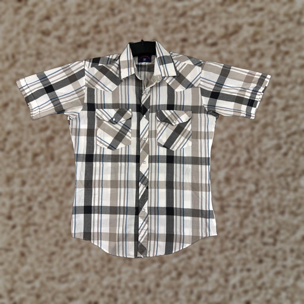 Vintage Rock Creek Shirt Mens Medium Beige Plaid Pearl Snap Button-Up Western Pockets Cotton Size US M / EU 48-50 / 2 - 1 Thumbnail
