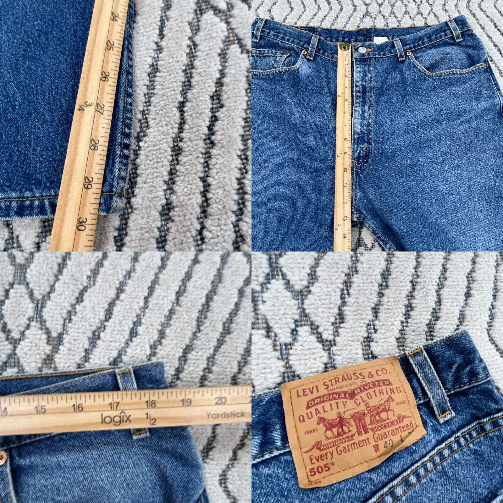 Levi's VINTAGE Levi's 505 Jeans Men 40x32 Straight Regular Fit Med Wash Blue 5-Pocket Belt Loops Zipper N/A Size US 40 / EU 56 - 9 Thumbnail