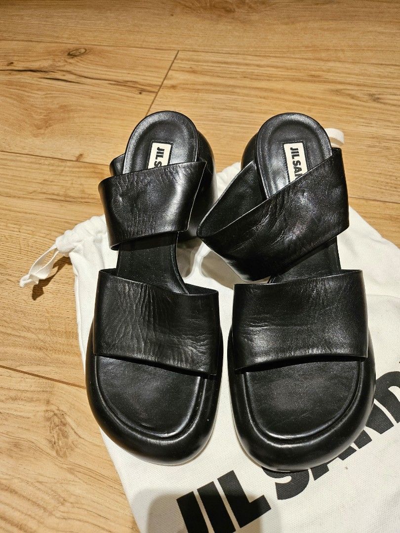 image of Jil Sander Black Sandals, Women's (Size 8)