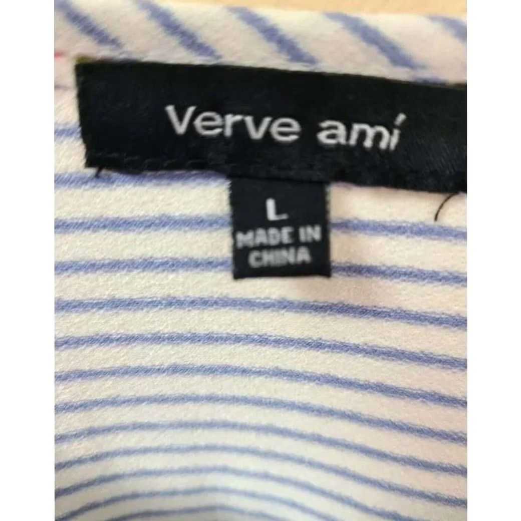 Vintage VINTAGE Verve Ami Boho Top Womens L Blue White Striped Short Sleeve Casual Eyelet Size L / US 10 / IT 46 - 2 Thumbnail