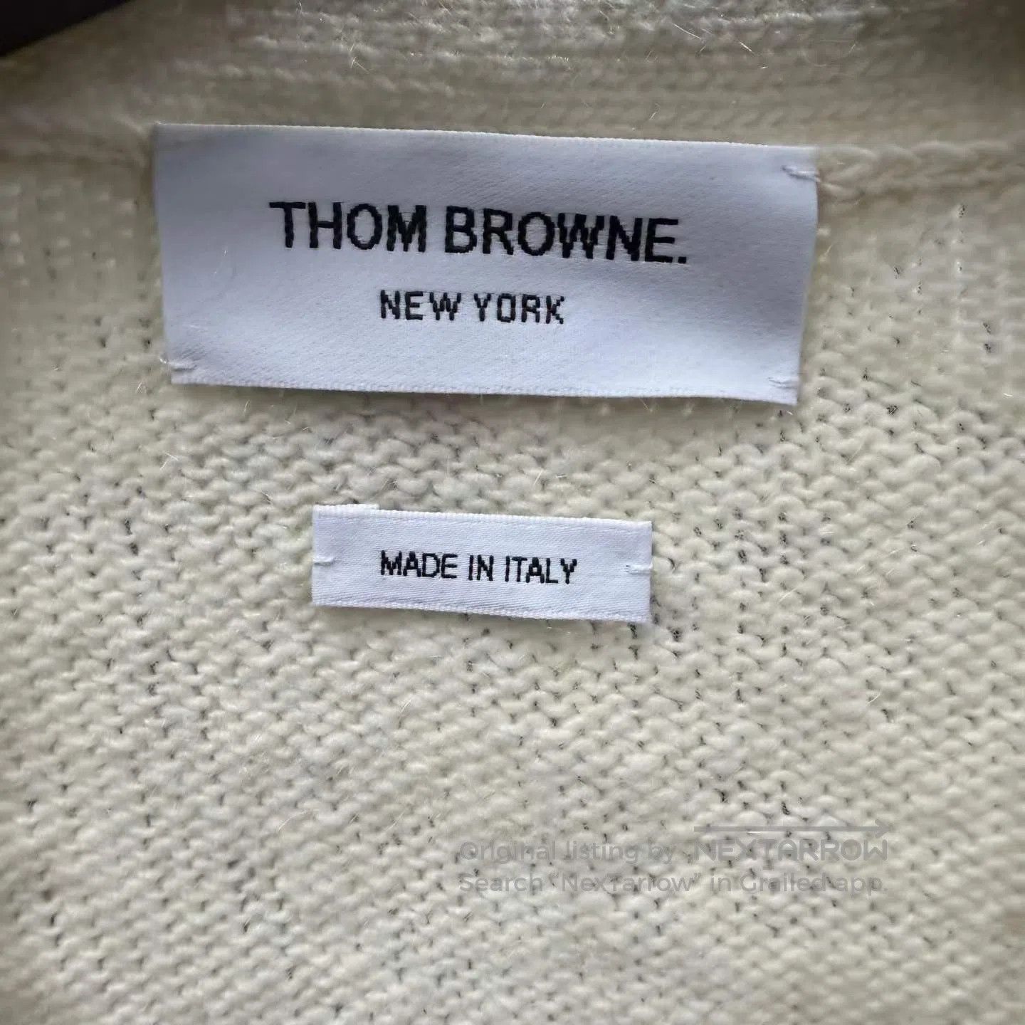Thom Browne Thom Browne Beige Four-Bar Pocket Wool Cardigan| Size US S / EU 44-46 / 1 - 5 Thumbnail