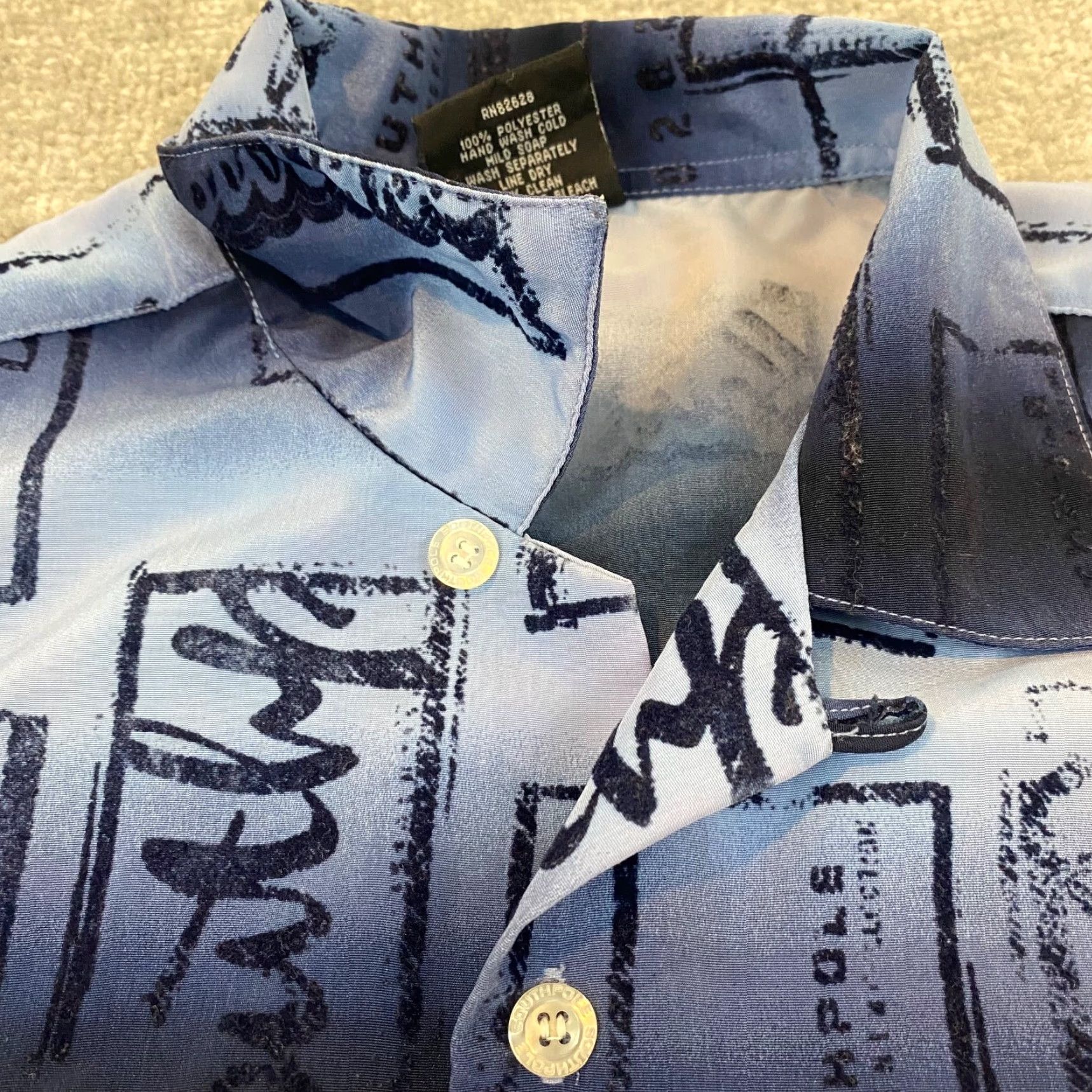 Southpole VINTAGE Southpole Shirt Mens Large Blue Graphic AOP Spellout Button Up Skater Goth Y2K Size US L / EU 52-54 / 3 - 3 Thumbnail
