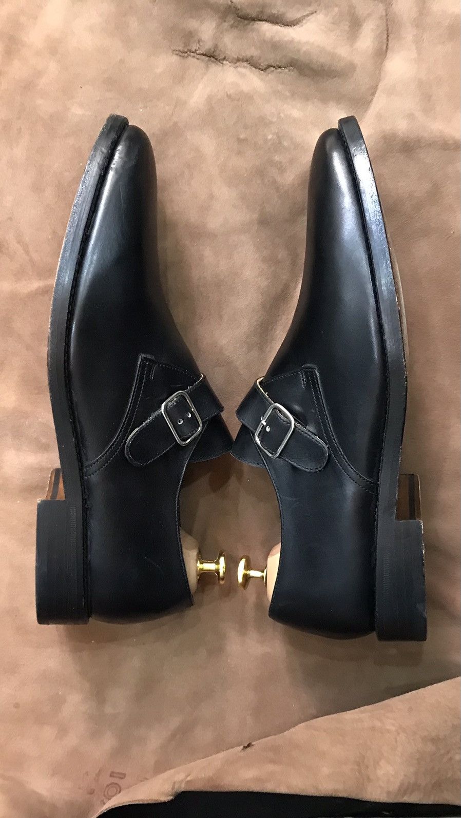 Handmade Single strap monk shoes derbies, goodyear welted Size US 12 / EU 45 - 4 Thumbnail