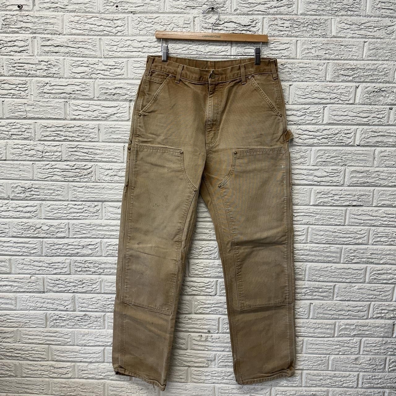 image of Vintage Carhartt Double Knee Carpenter Pants Usa Made in Brown Tan, Men's (Size 34)