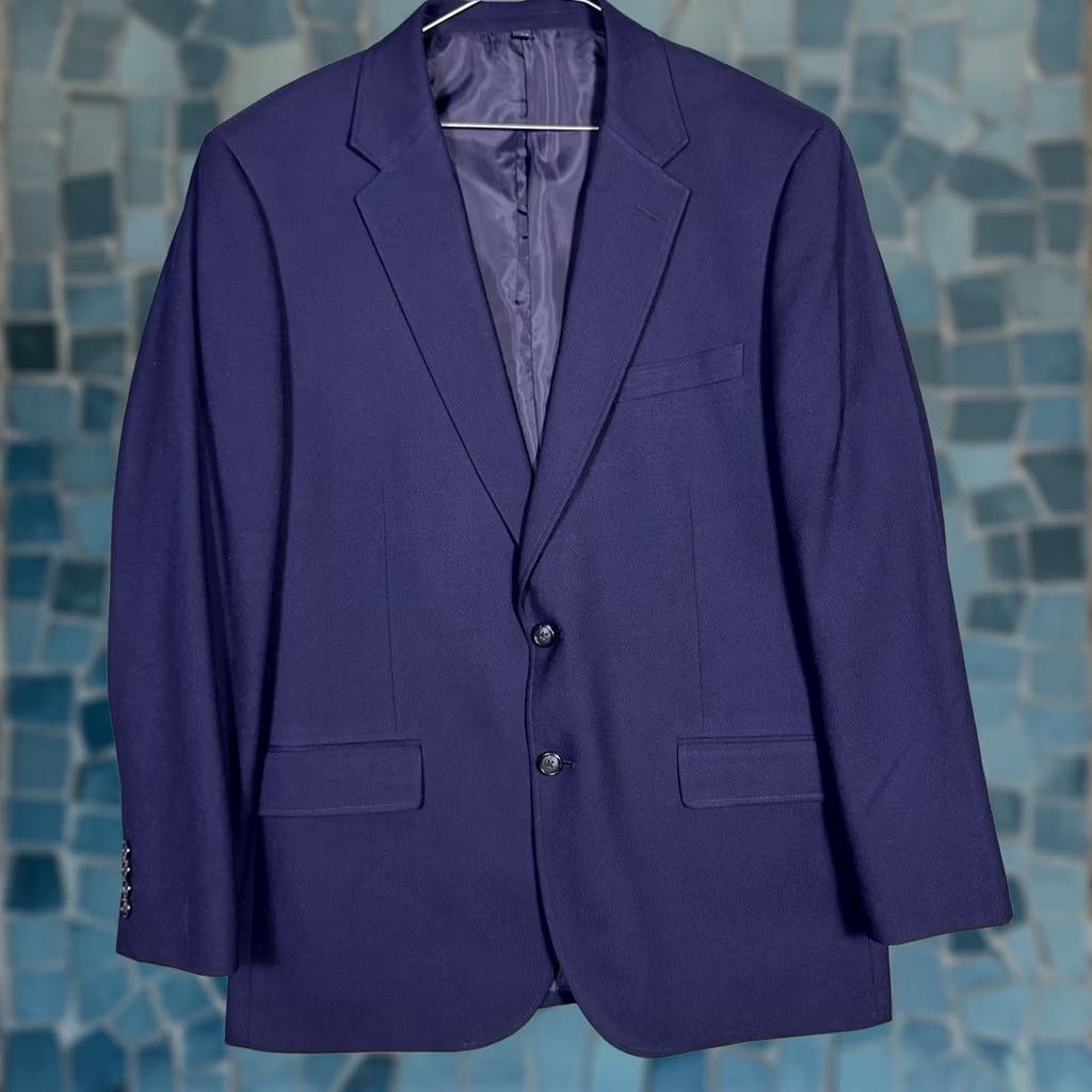 J.Crew J.CREW Blazer Mens 44R Wool University Notch Lapel Four-Button Single-Breasted Slim Blue Blazer Mohan Size 44R - 1 Thumbnail