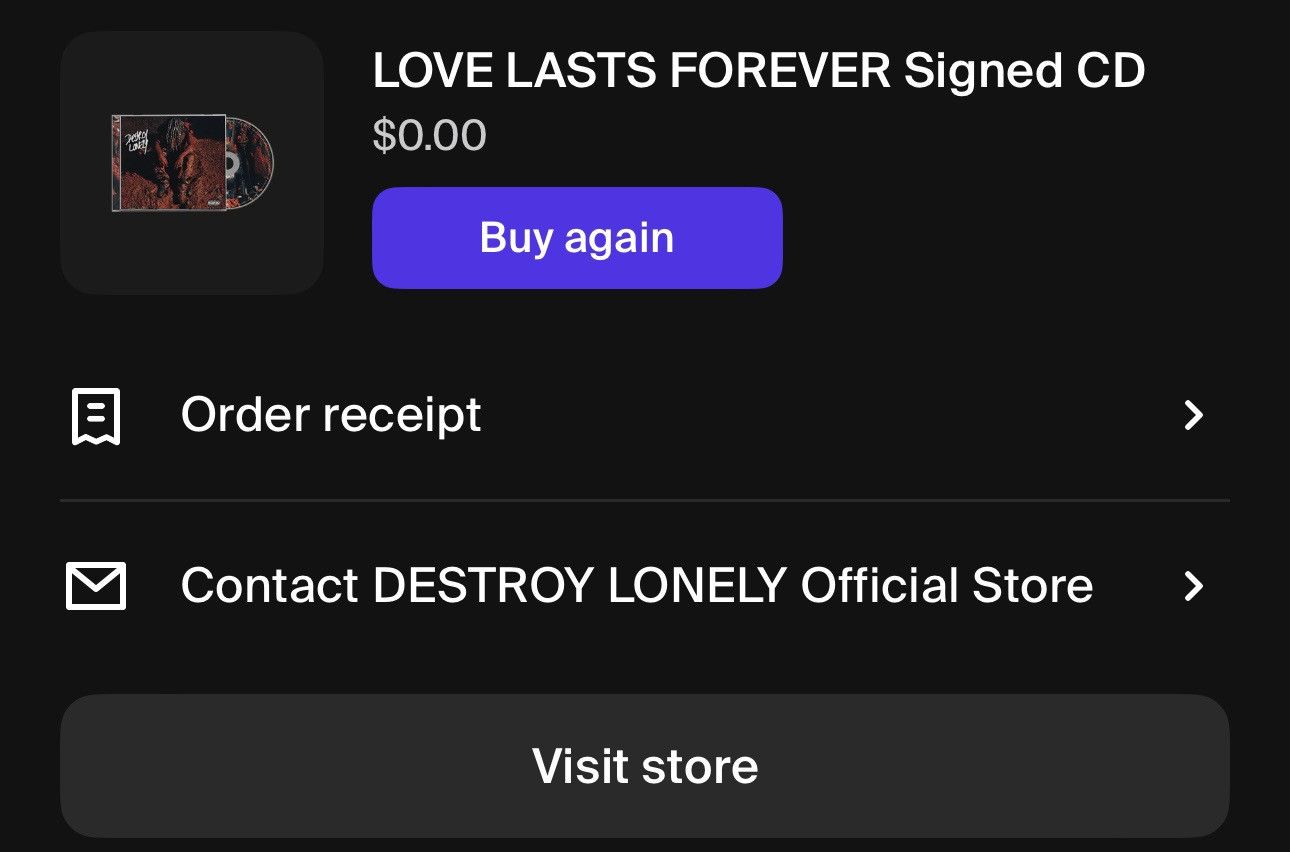 Destroy Lonely Destroy lonely SIGNED LOVE LAST FOREVER CD Size US L / EU 52-54 / 3 - 3 Thumbnail