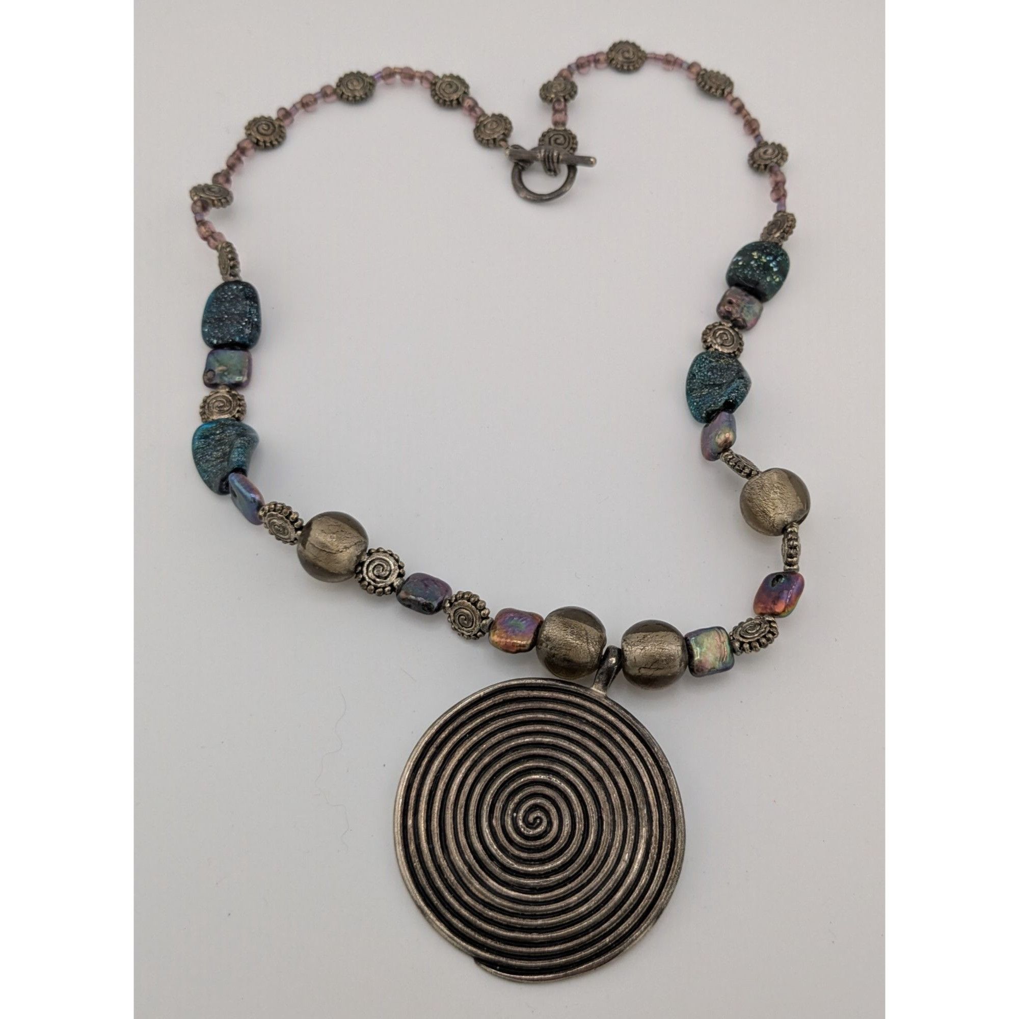 Other Vintage Brutalist Pendant Necklace With Metal Glass And Pear Size ONE SIZE - 5 Thumbnail