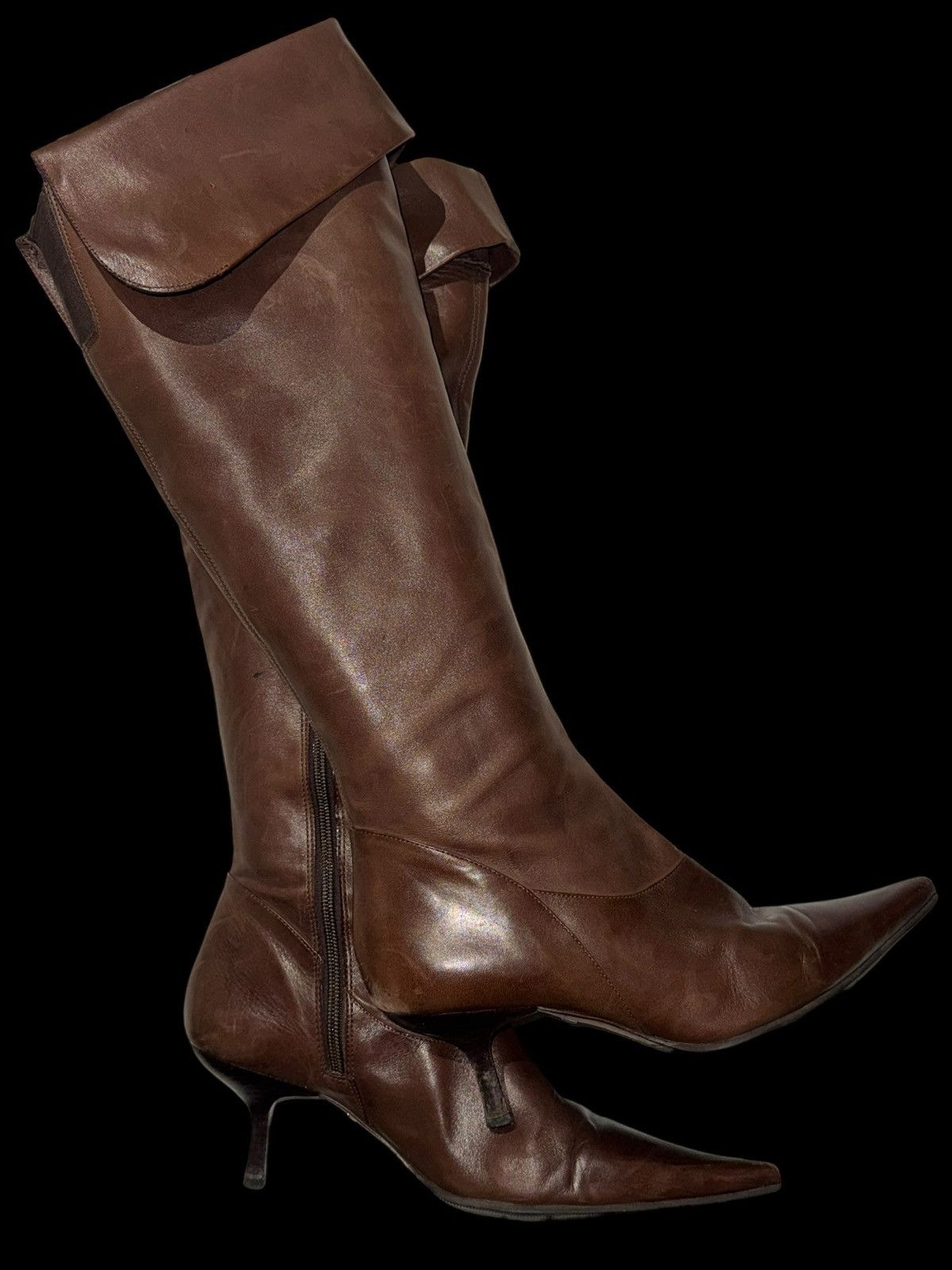 Buffalo London Vintage Buffalo Brown Leather Knee High Boots like El Dantes Size US 11 / IT 41 - 1 Thumbnail