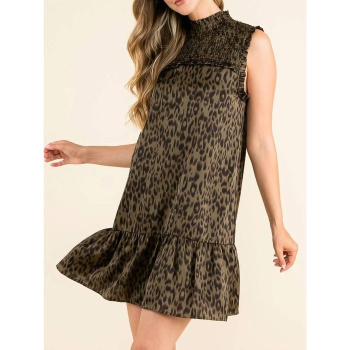 Kinsley Leopard SMOCKED DRESS main image 0