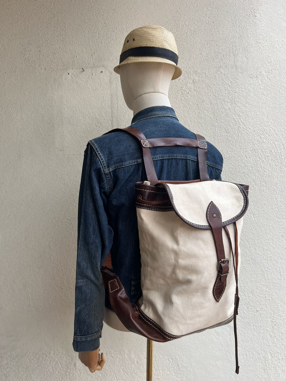 Leather Tideway Japan Muddy Stains Canvas Leather Hybrid Backpack Size ONE SIZE - 1 Thumbnail