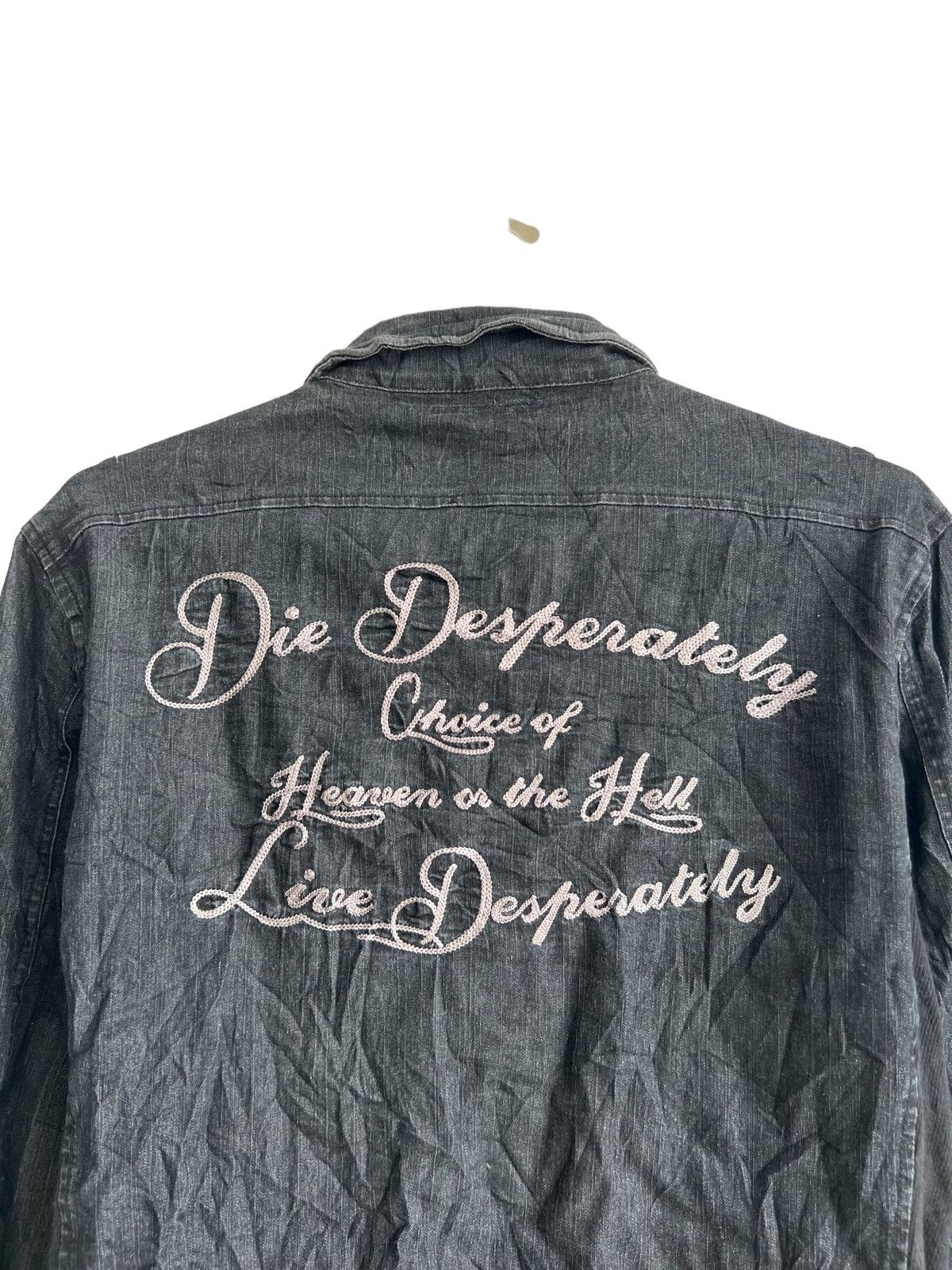 KMRii Semantic Design 🇯🇵 Junya Anarchy Poems Denim Shirt Jacket Size US M / EU 48-50 / 2 - 8 Thumbnail