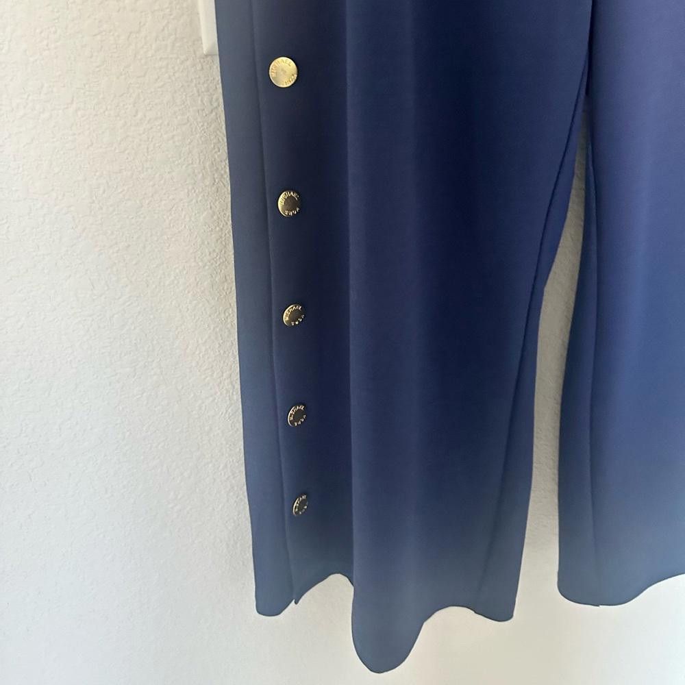 Michael Kors MICHAEL Michael Kors Side-Snap Crop Pants Navy Blue Medium Size 32" / US 10 / IT 46 - 4 Thumbnail