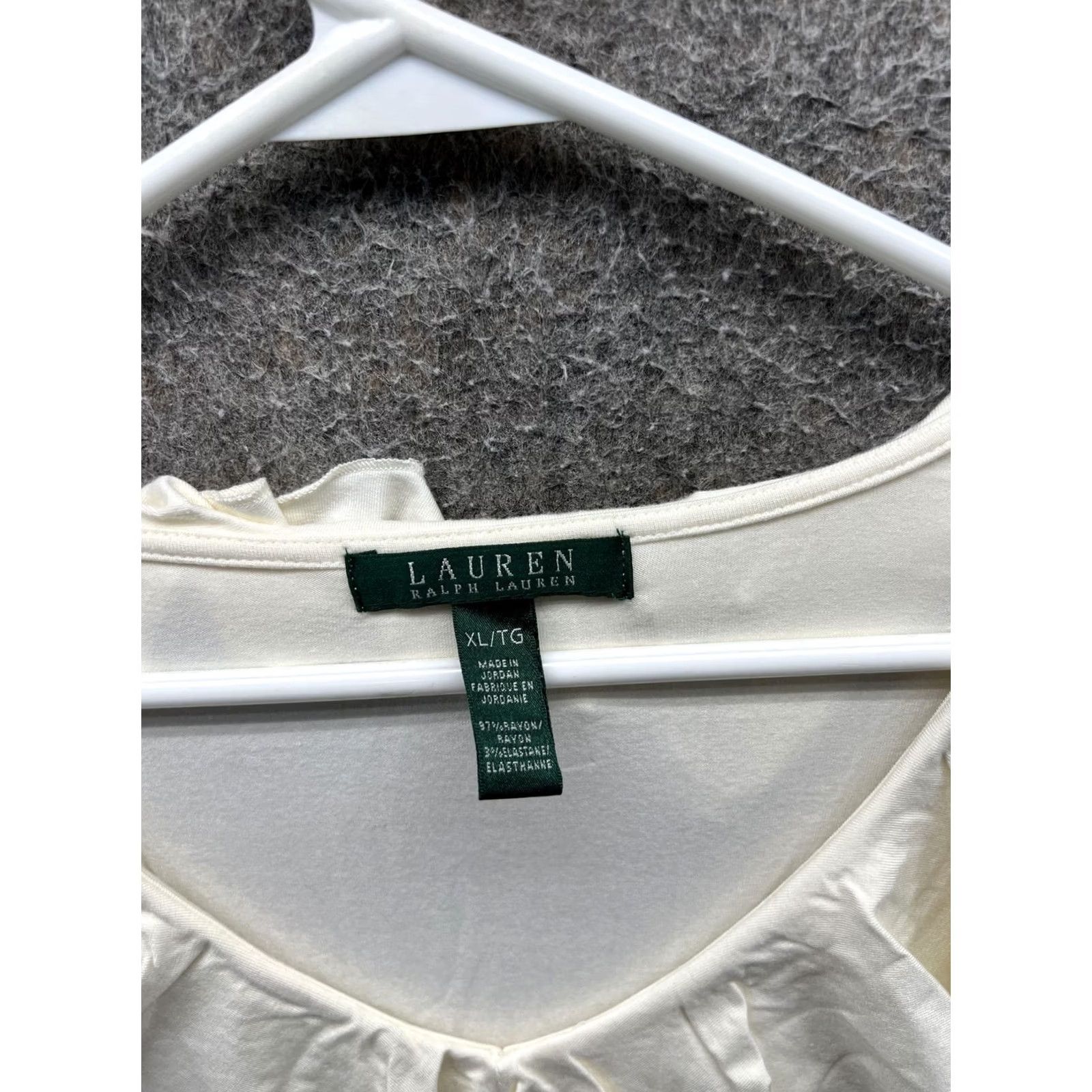 Ralph Lauren Lauren Ralph Lauren Shirt Womens XL White Ruffle V Neck Long Sleeve Top Boho Size XL / US 12-14 / IT 48-50 - 3 Thumbnail