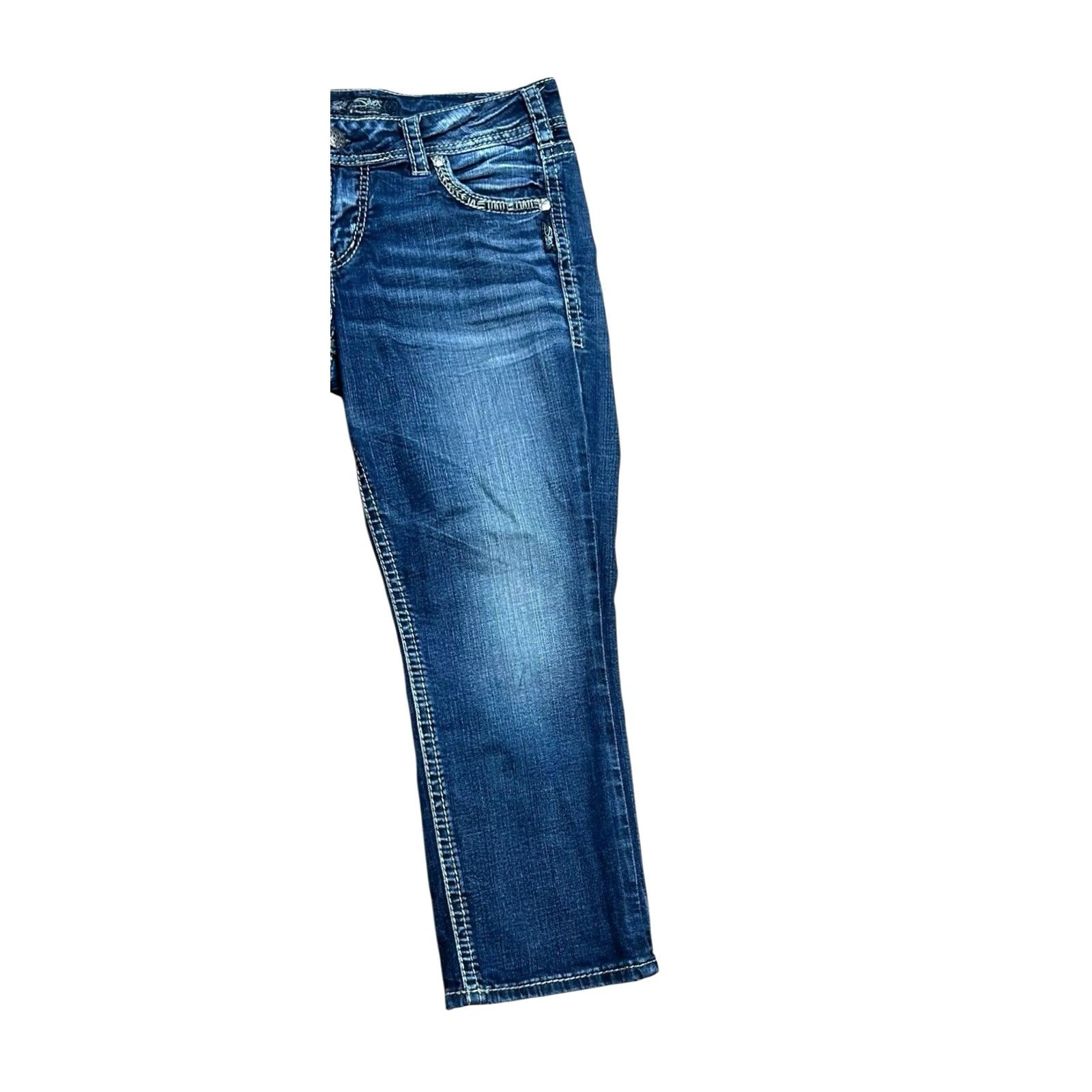 Silver Jeans Co. Silver Jeans Suki Mid Capri Jeans Women 31x22 1/2 Blue Super Stretch Denim 5-Pocket Brand: Silver Jeans Womens Regular Fit Capri Style Size 26" / US 2 / IT 38 - 4 Thumbnail