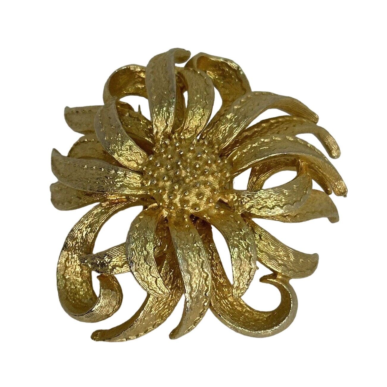 Vintage Gold Tone Flower Sunburst 2” Brooch Pin Atomic Vintage Size ONE SIZE - 8 Thumbnail