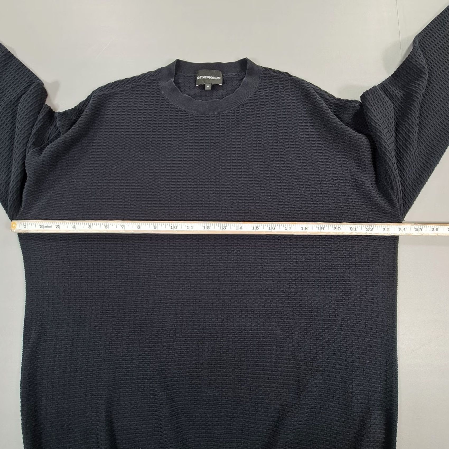 Emporio Armani Emporio Armani Mens Jumper Navy Blue XL Cotton Textured Knit Pullover Size US XL / EU 56 / 4 - 5 Thumbnail